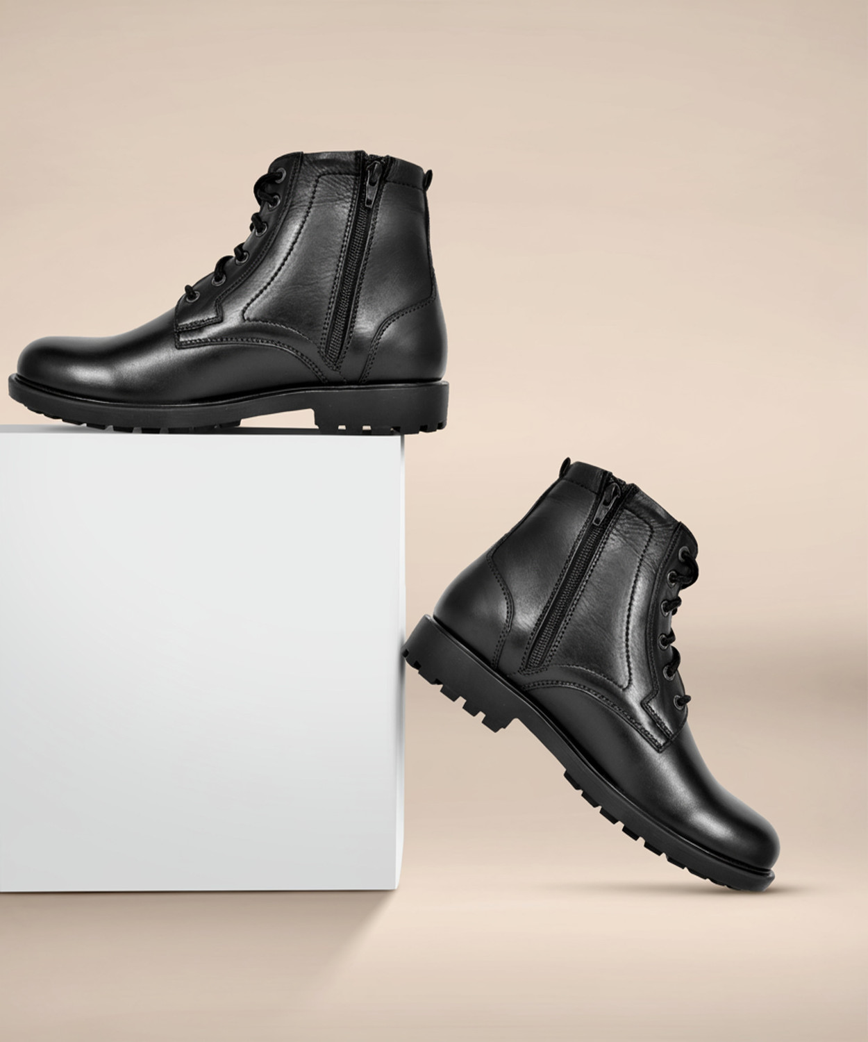 Black Combat Boots Boots For Men  (Black)