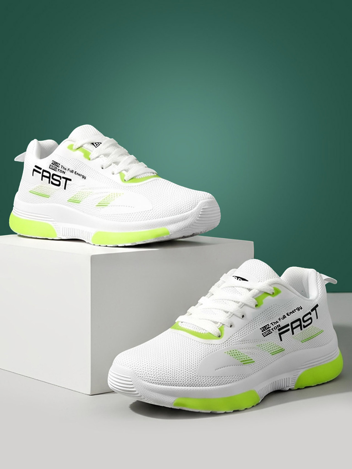 Image of BRUTON Running Shoes | Lightweight Breathable Mesh Sports Shoes | Comfortable Running Shoes For Men (White , 10)