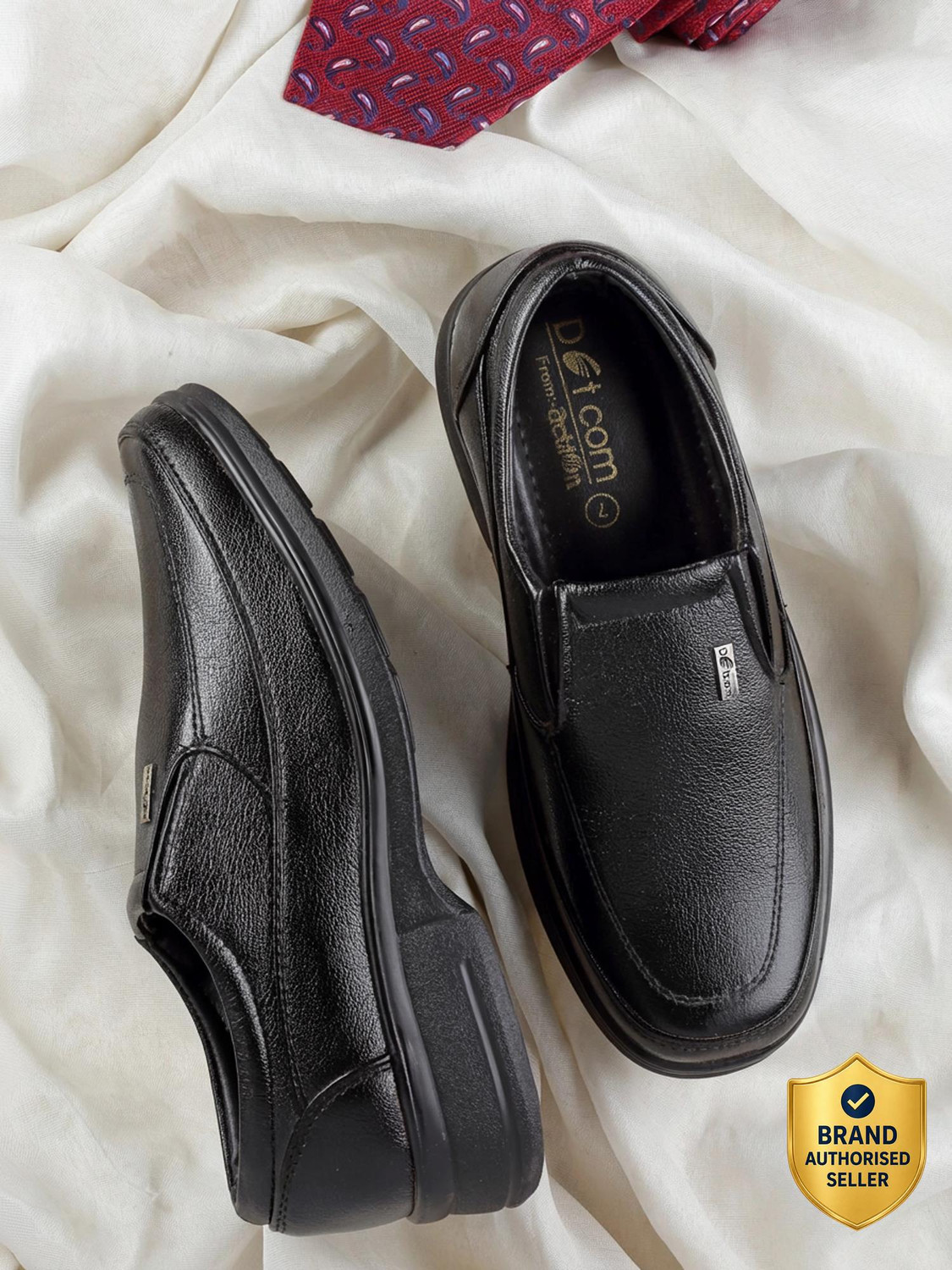 ACTION Dotcom DC-14643 Men's Black Synthetic Leather Comfor Slip On Fo