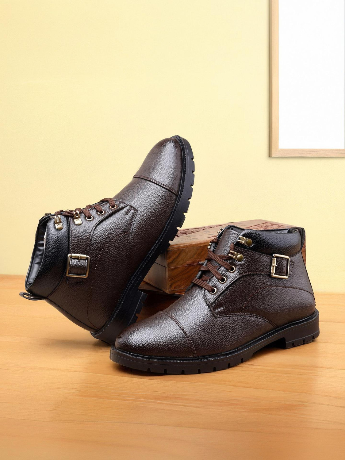 Image of Vellinto MILET Casual Boots For Men ll Synthetic Leather Boots Casuals For Men Boots For Men (Brown , 6)