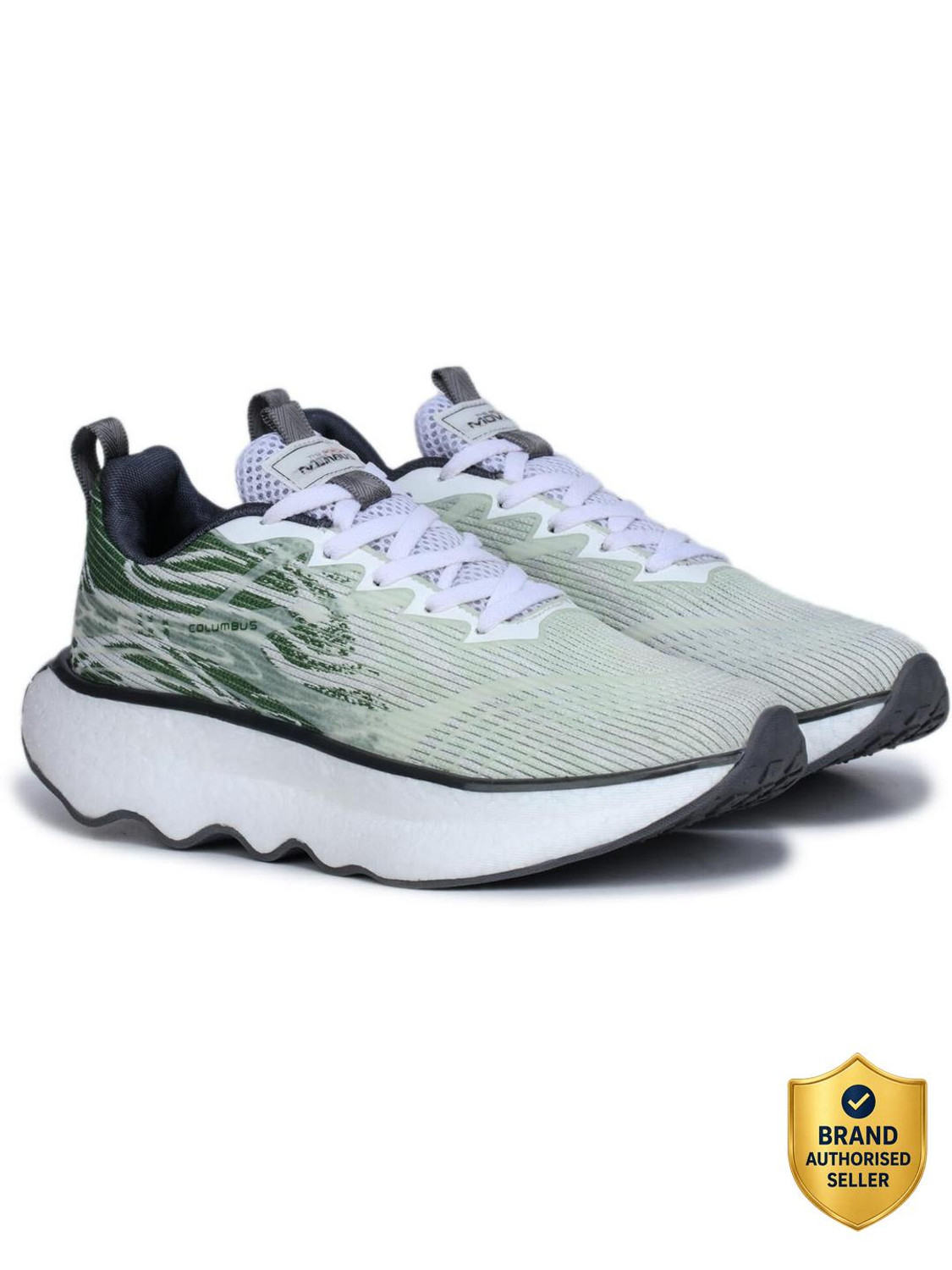 Image of COLUMBUS VIPER Running Shoes For Men (White, Green , 6)