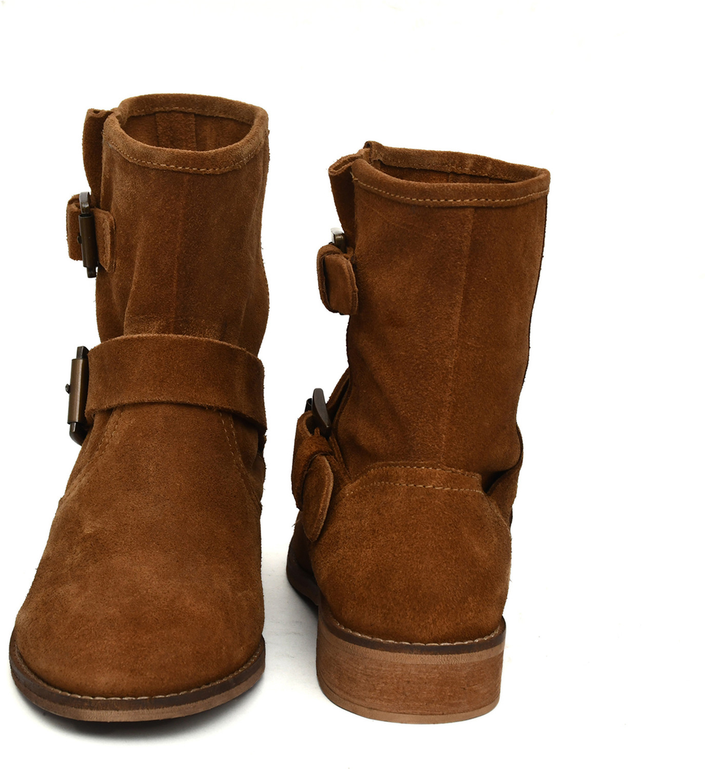 Image of PILLAA Genuine Leather Stylish Girls High Ankle Suede Party Wear Boots For Women (Tan , 5)