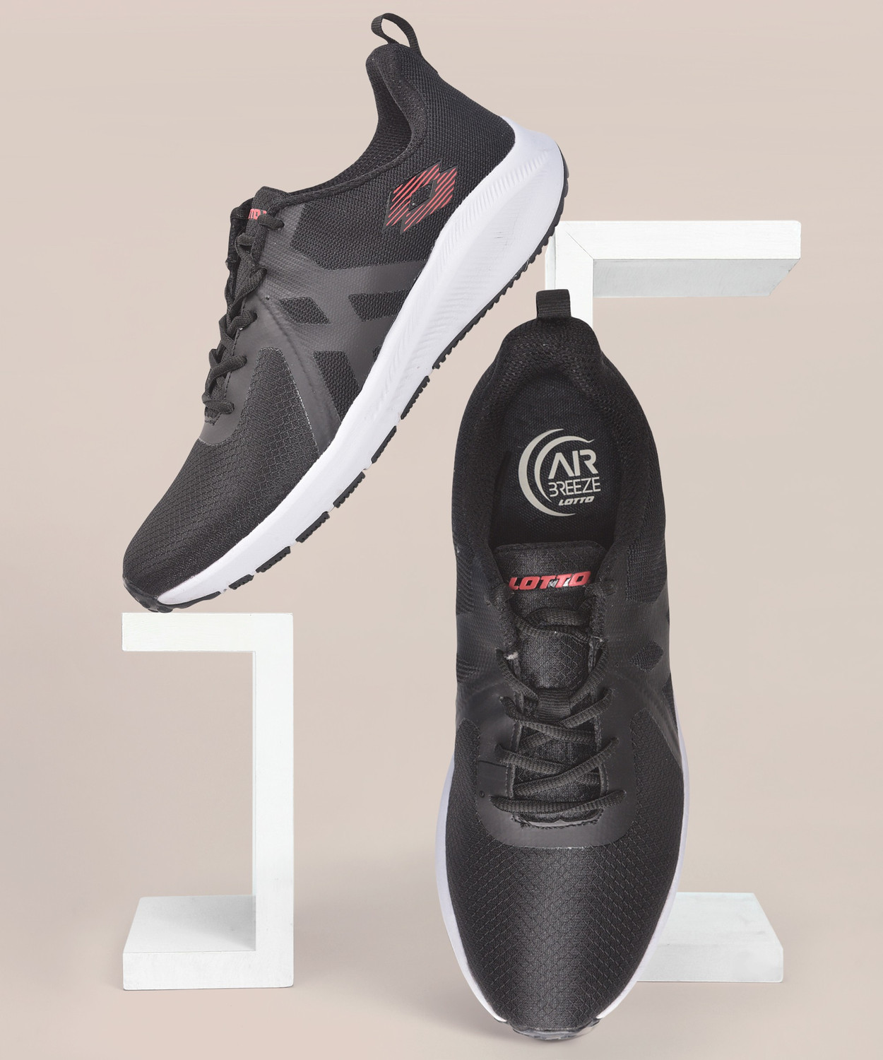 Lotto men 2025 black running shoes