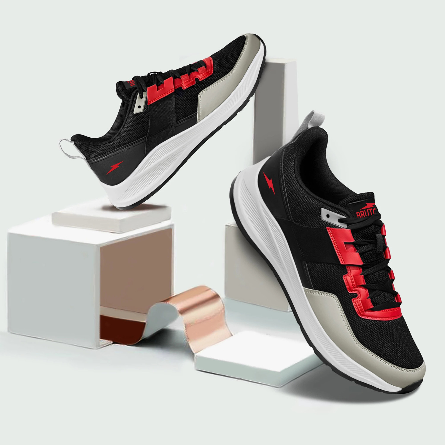 Image of TURNX Lightweight,Comfortable,Trendy,Breathable, Sports Running Shoes For Men (Black , 7)