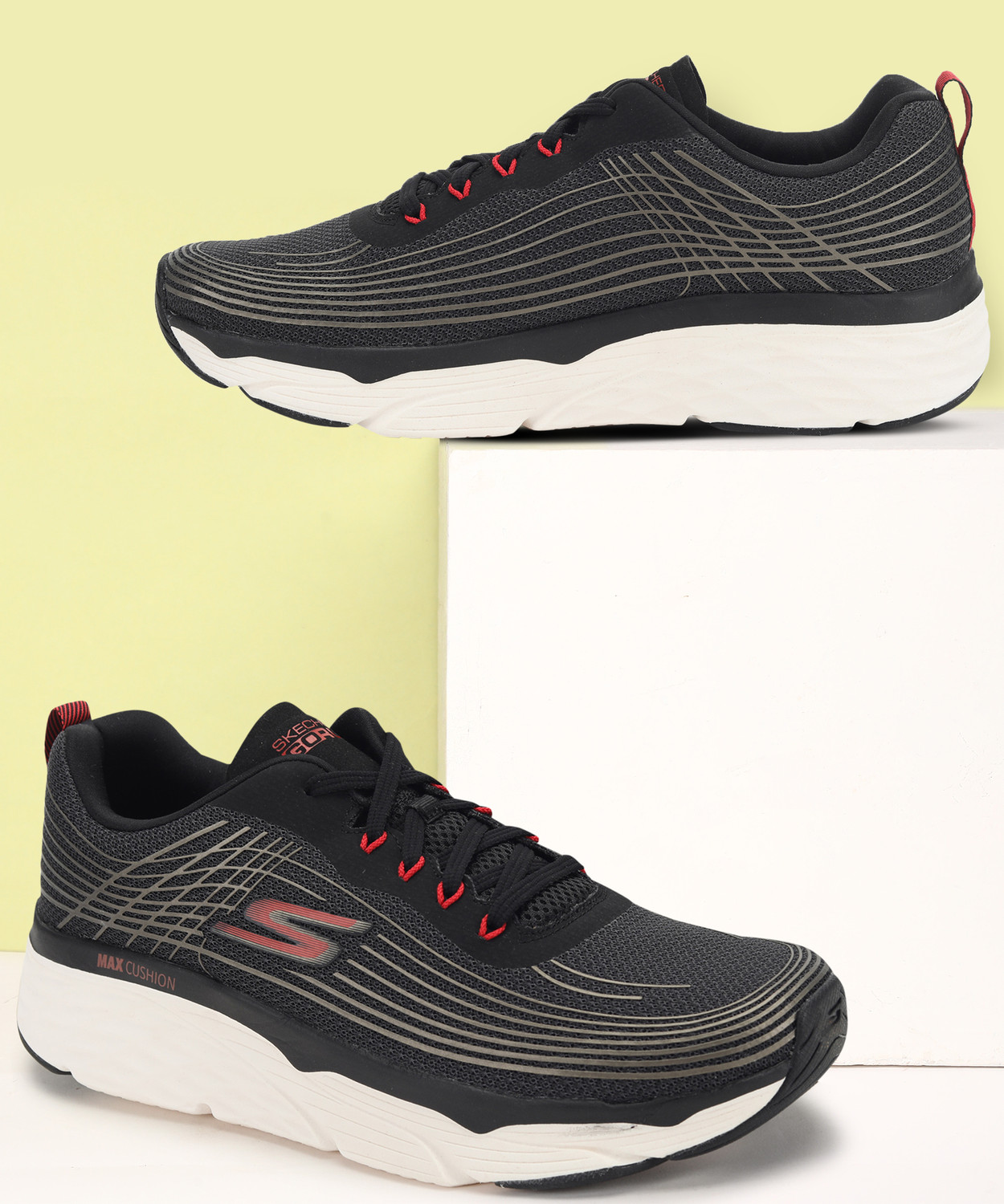 Skechers MAX CUSHIONING ELITE Running Shoes For Men Black