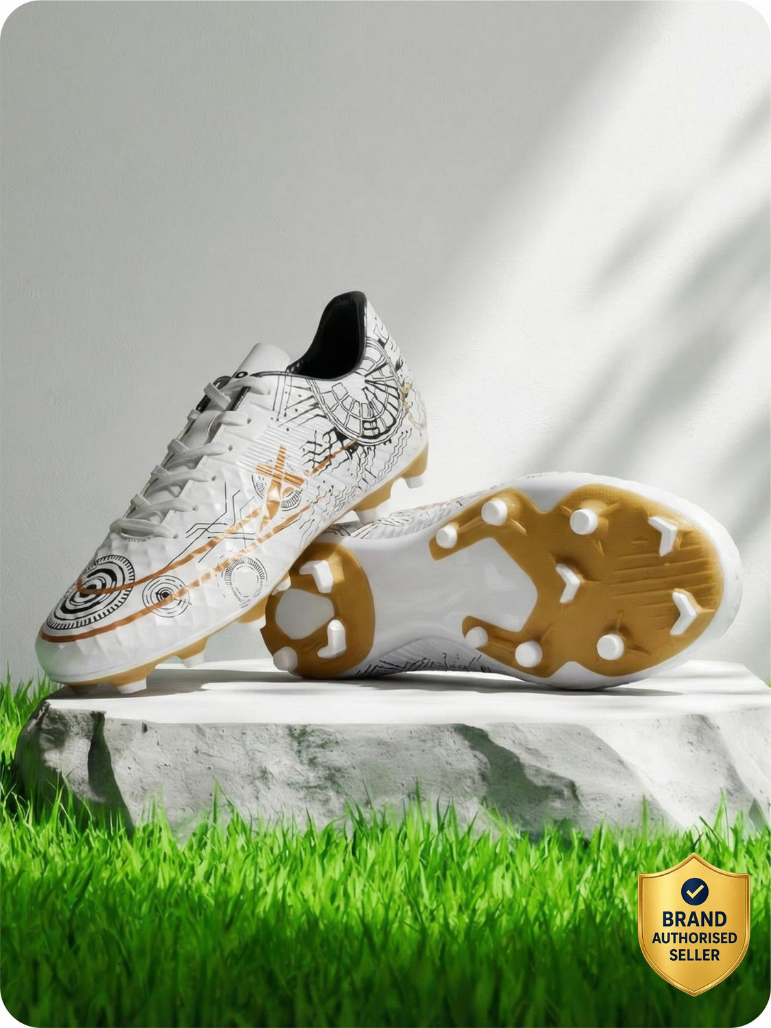 Image of VECTOR X Dynamite 2.0 Men's Football Shoes | Lightweight PVC Synthetic, Studded Outsole Football Shoes For Men (White , 4)
