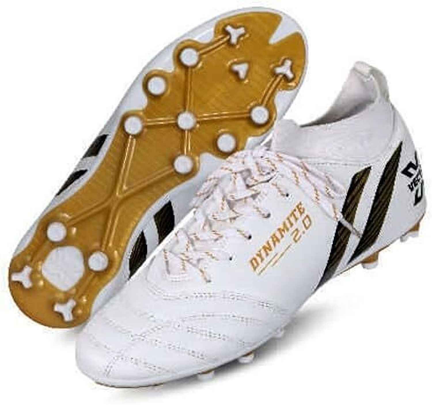 Image of VECTOR X Dynamite 2.0 Men's Football Shoes | Lightweight PVC Synthetic, Studded Outsole Football Shoes For Men (White , 4)