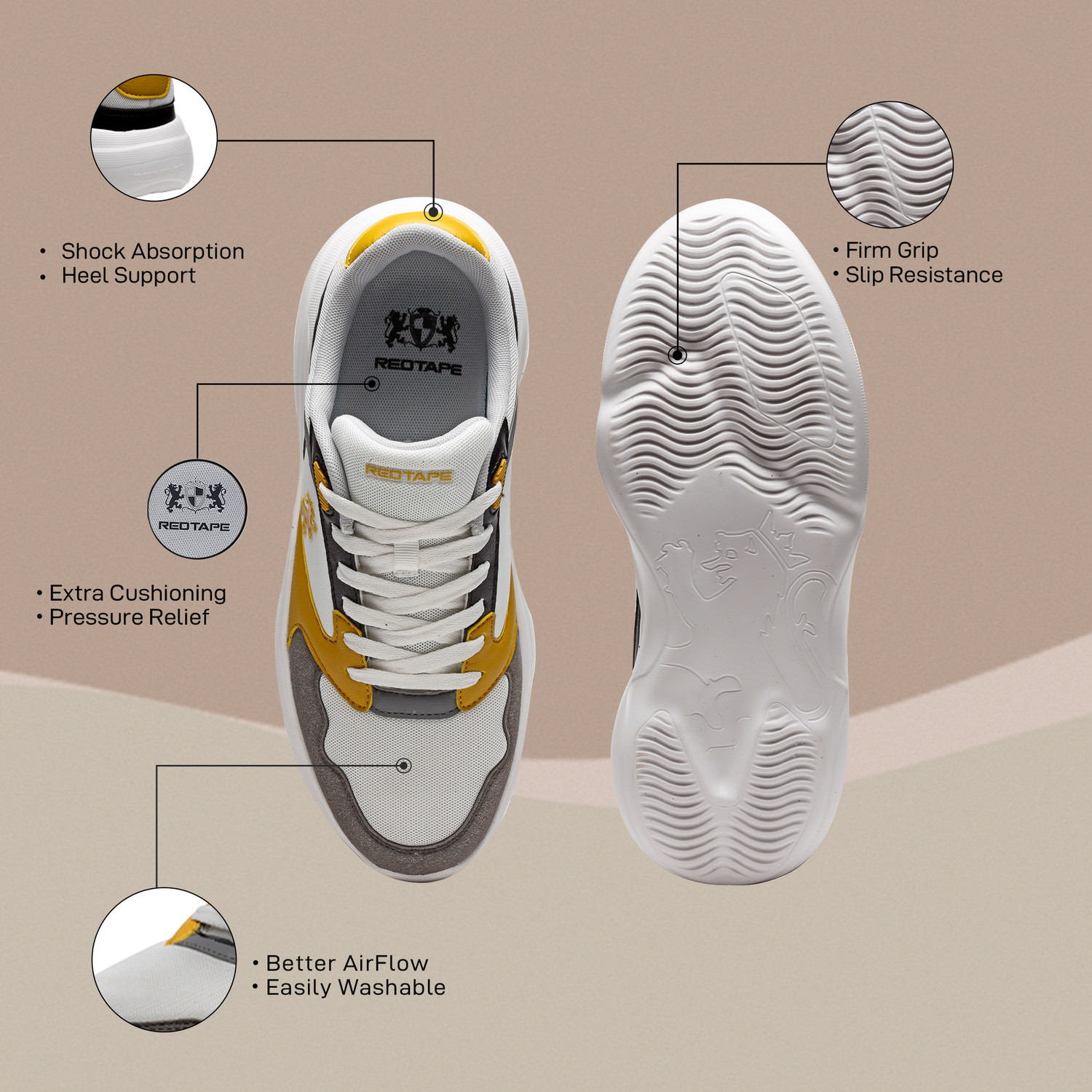 Image of RED TAPE Sneaker Casual Shoes for Men | Soft Cushioned Insole, Slip-Resistance Sneakers For Men