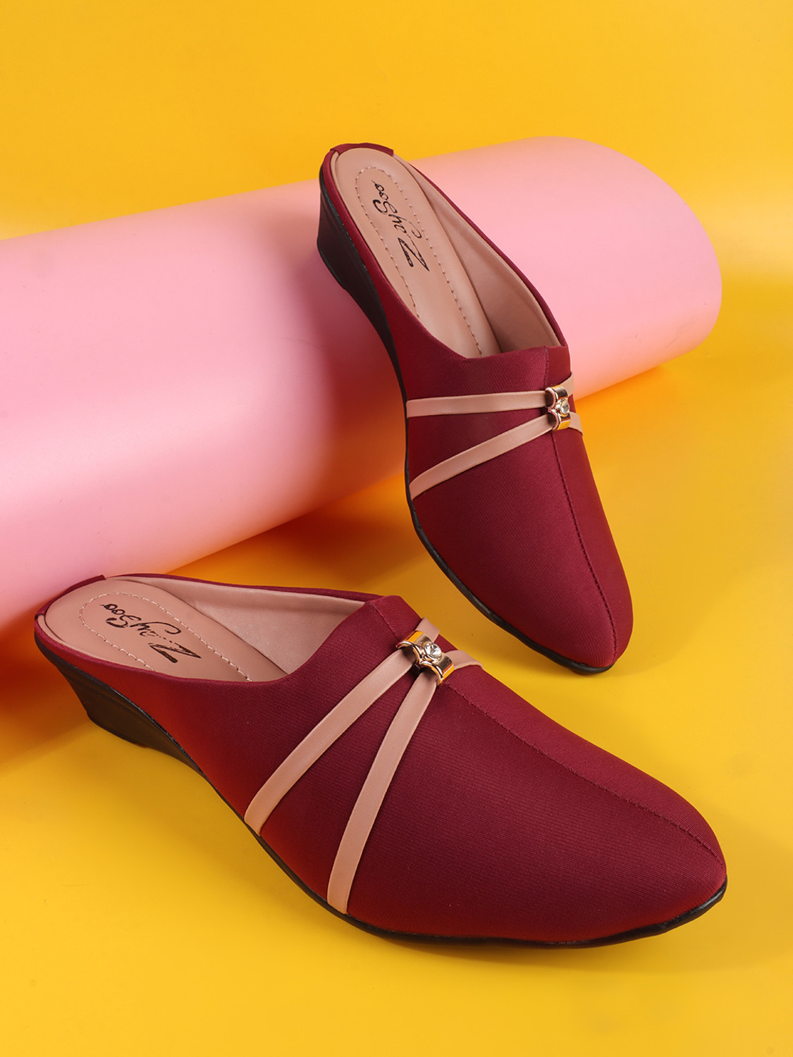 Image of FOOTLOOSE Women Flats Comfortable Slip On Backless Pointed Toe Mules Shoes Casuals For Women (Brown , 9)