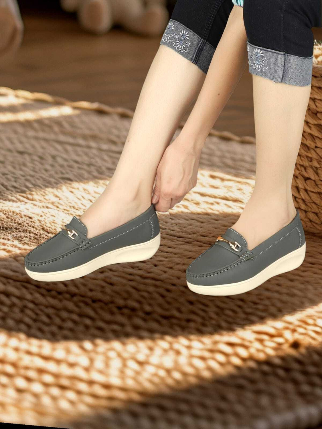 Image of Deals4you Women Soft Comfortable Slip-On Buckle Loafers for Casual Loafers For Women Loafers For Women (Purple , 3)