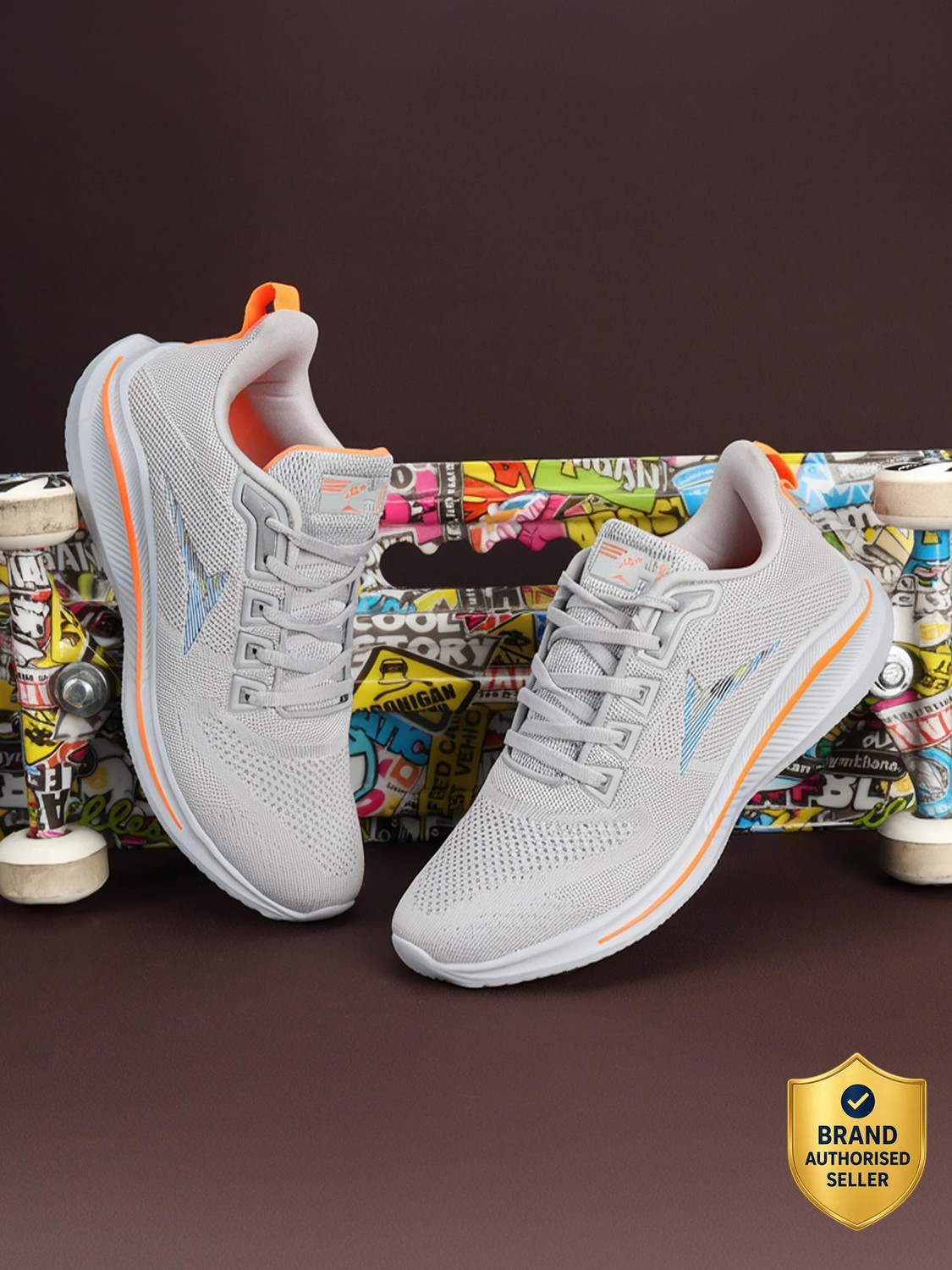 RAINBOW Running Shoes For Men  (Grey, Orange)