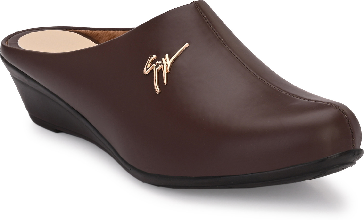 Image of FOOTLOOSE Women Flats Comfortable Slip On Backless Pointed Toe Mules Shoes Casuals For Women (Brown , 10)