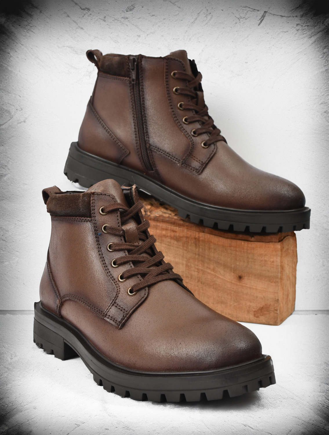 Image of GUYSKALER Miraga - Tan T.P.R Sole | Premium Leather Boots Party Wear For Men (Tan , 8)
