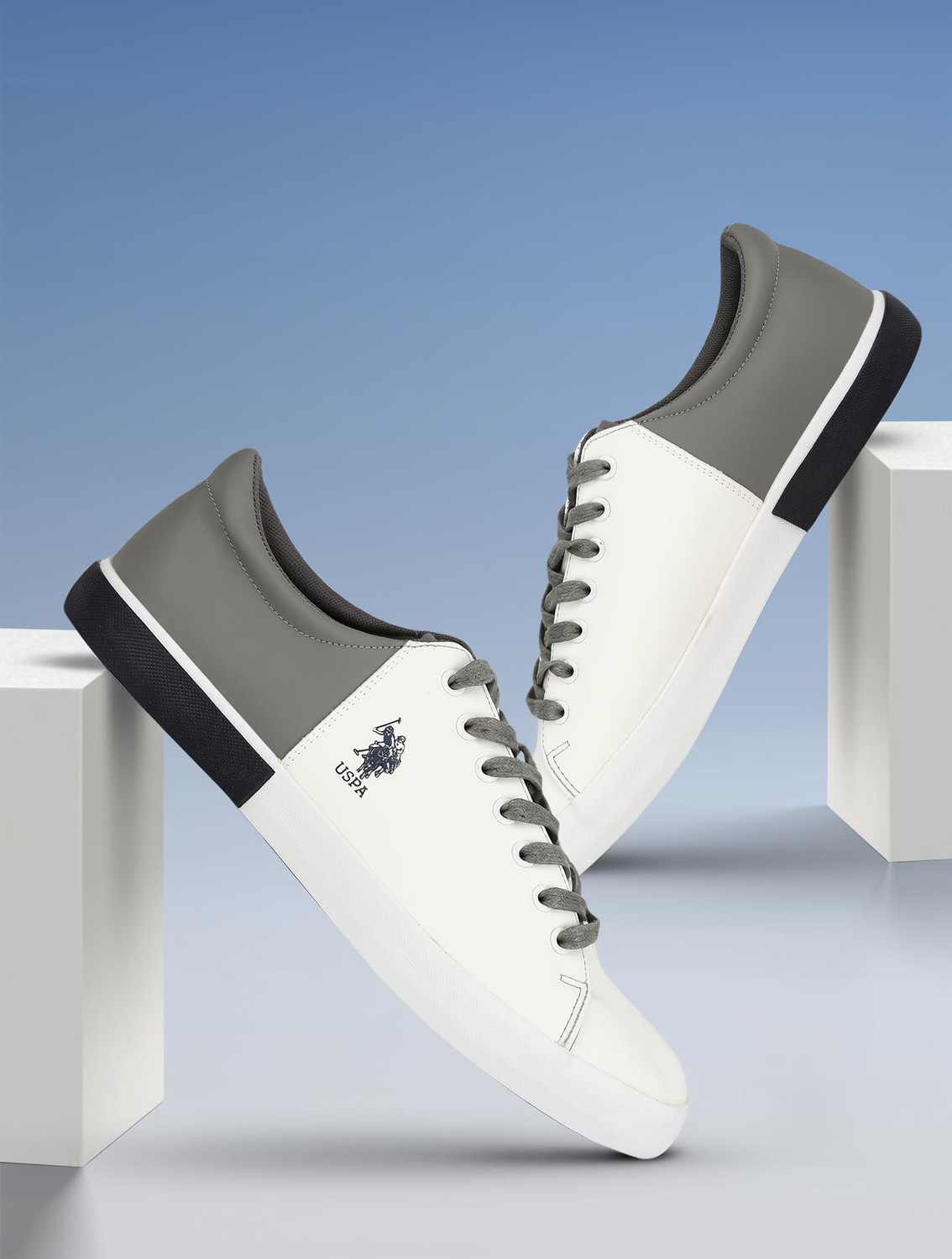 PANAL Sneakers For Men  (White, Grey)