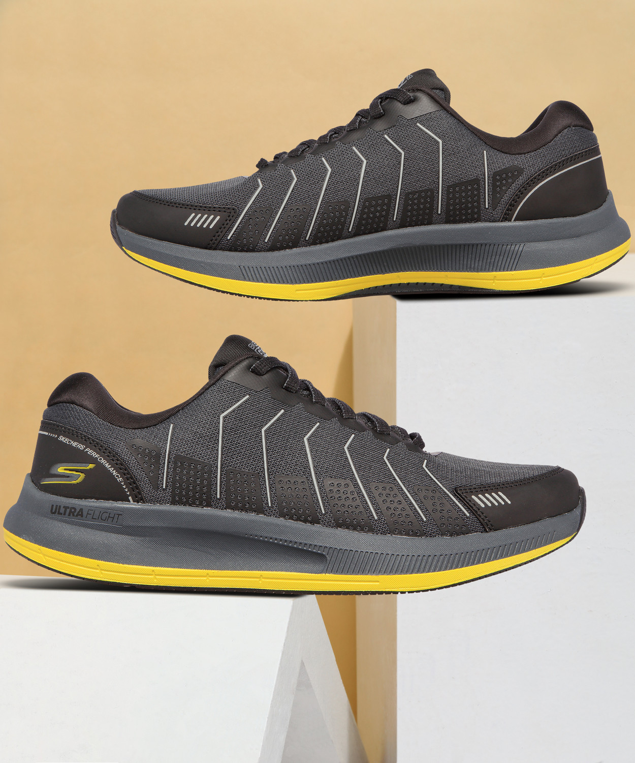 Skechers GO RUN PULSE ALANINE Running Shoes For Men Black