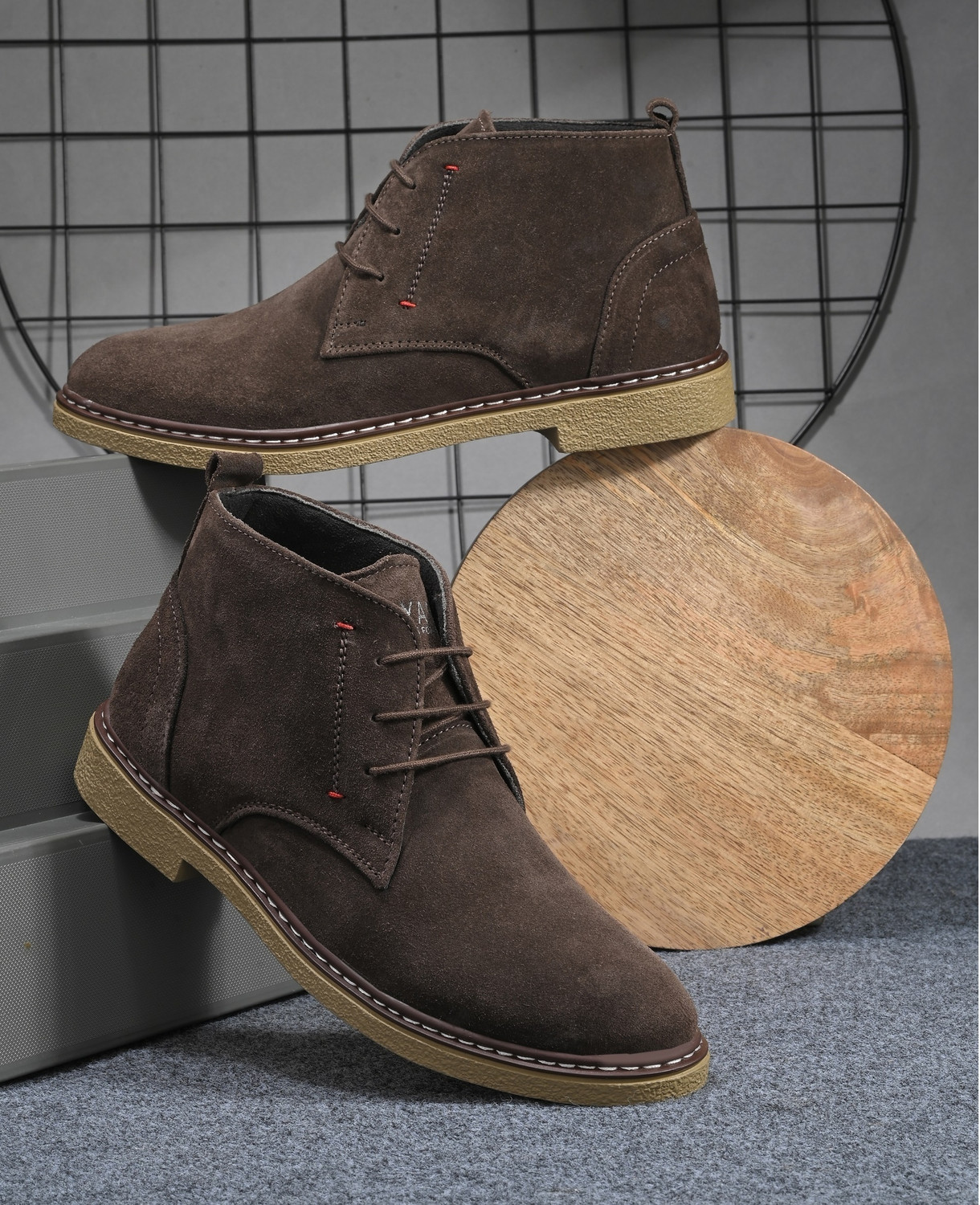 Layasa Pure Leather Premium Trendy Comfort Men Mid-Top Solid Suede Des