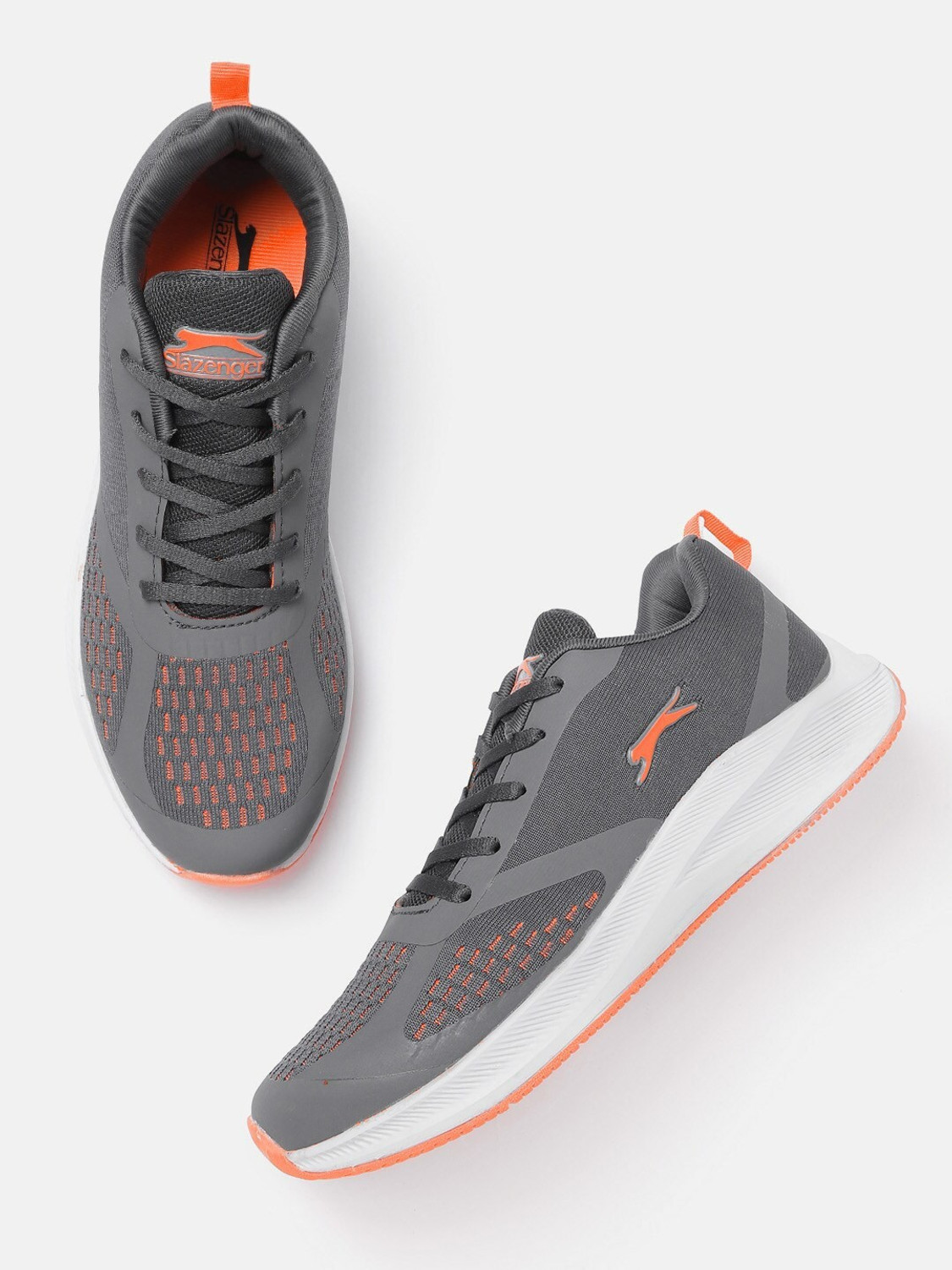 SLAZENGER Men Grey Orange Woven Design Walking Shoes Running Shoes For Men Price History
