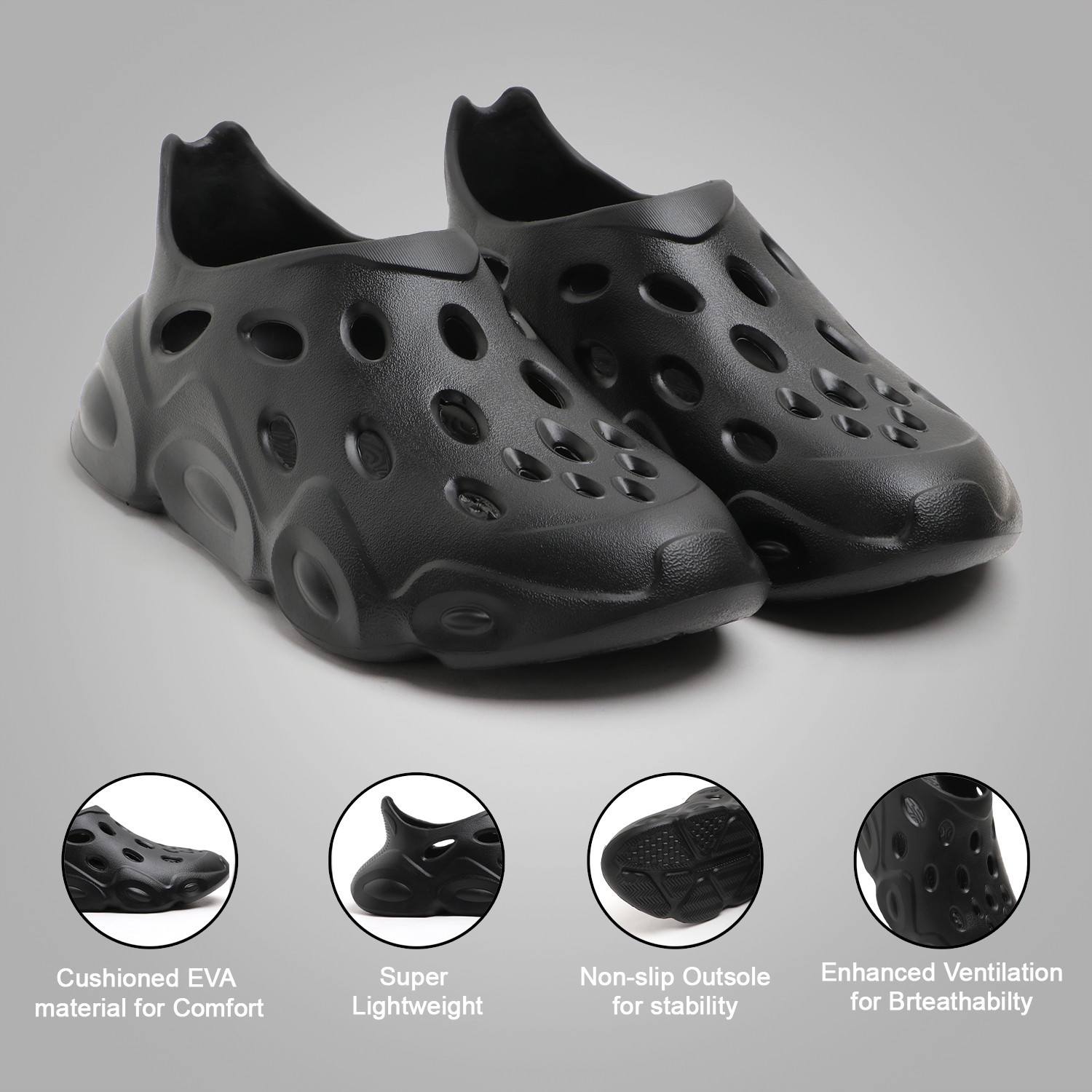 Image of Arvok Men Clogs Sandal (Black , 9)