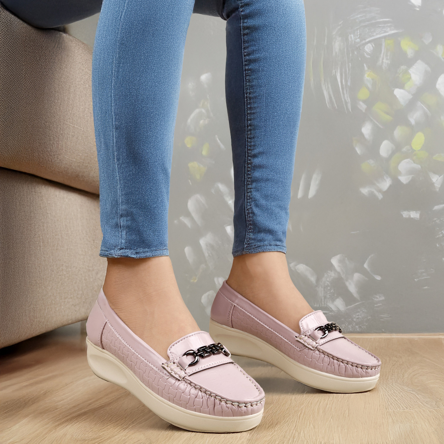 Image of Deals4you Women Soft Comfortable Slip-On Buckle Loafers for Casual Loafers For Women Loafers For Women (Purple , 4)