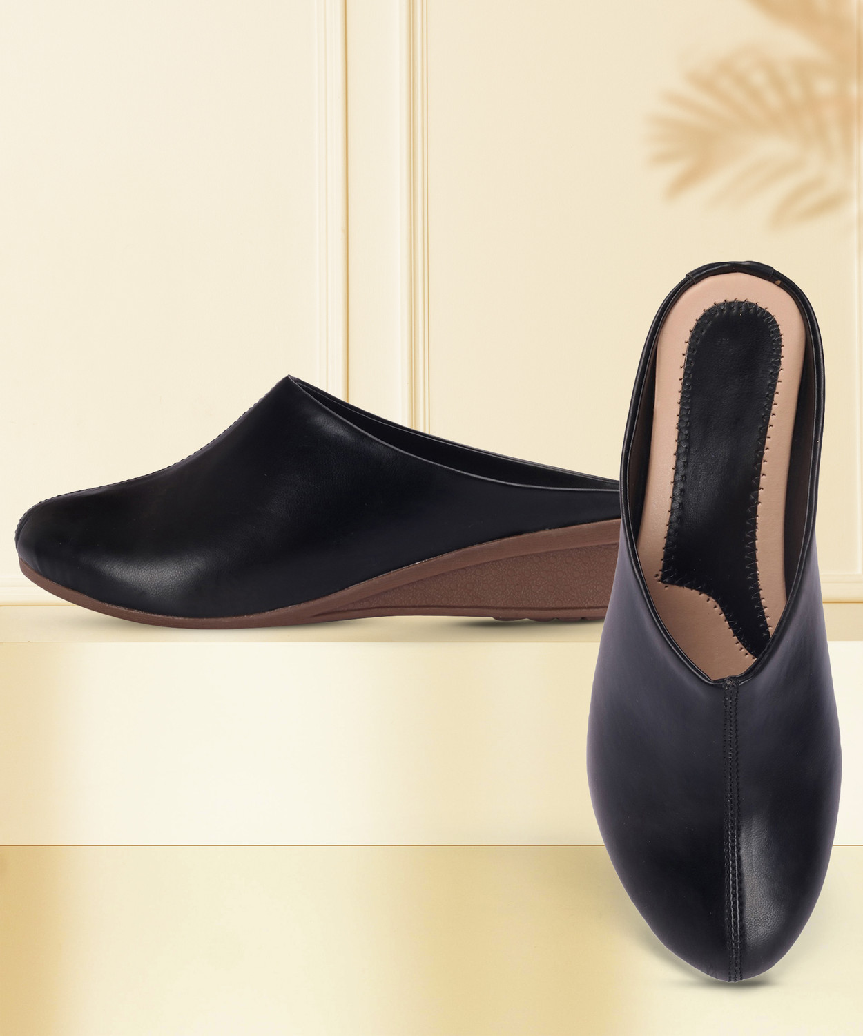 Image of FOOTLOOSE Women Flats Comfortable Slip On Backless Pointed Toe Mules Shoes Casuals For Women (Brown , 9)