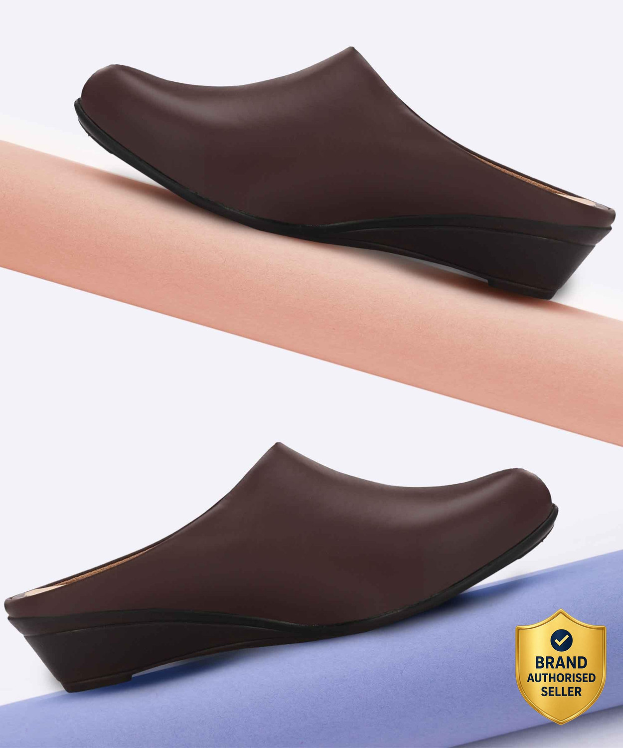 Image of FOOTLOOSE Women Flats Comfortable Slip On Backless Pointed Toe Mules Shoes Casuals For Women (Brown , 10)