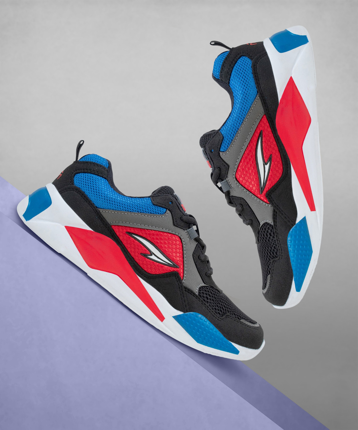Black red top running shoes