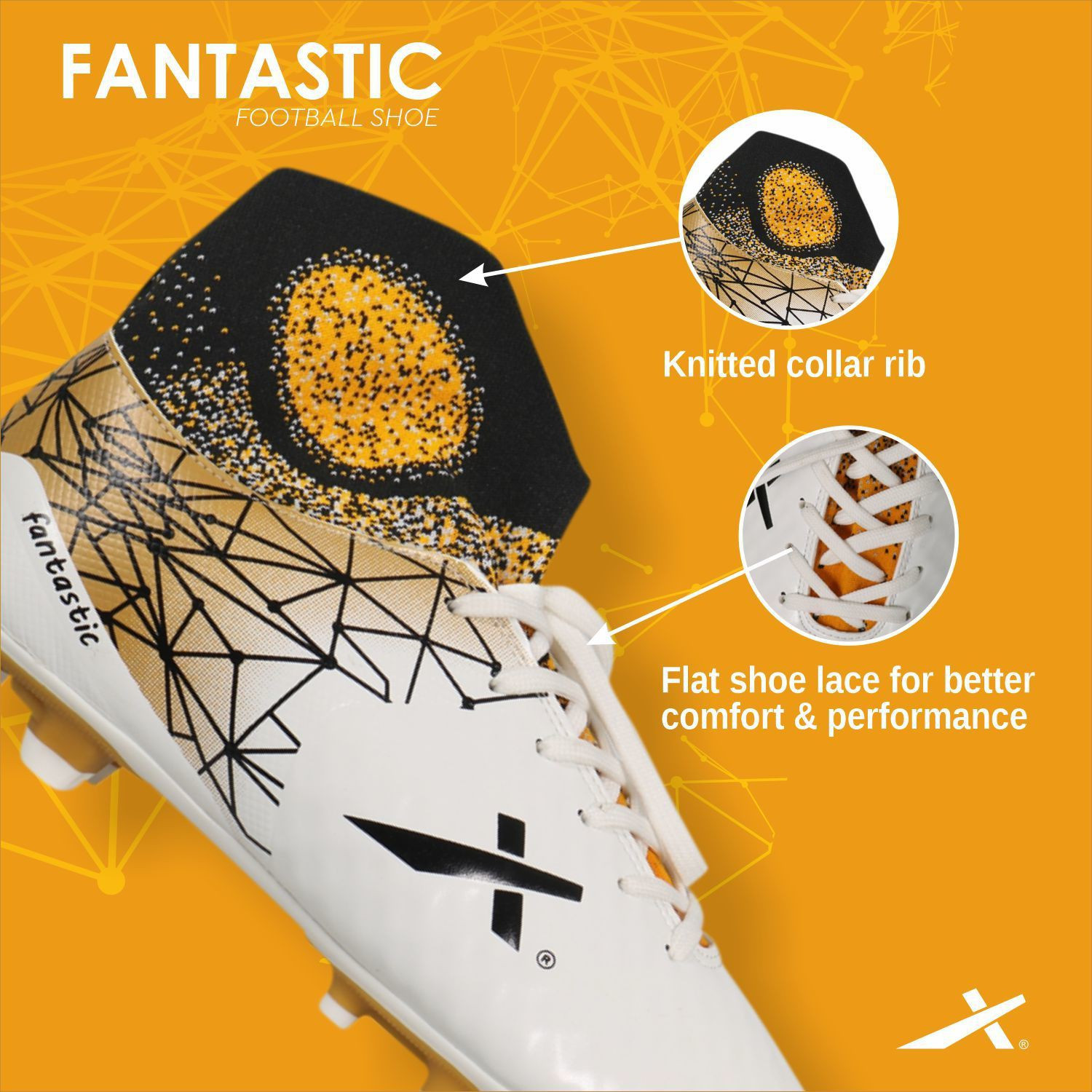 VECTOR X Fantastic Football Shoes For Men White Black Yellow