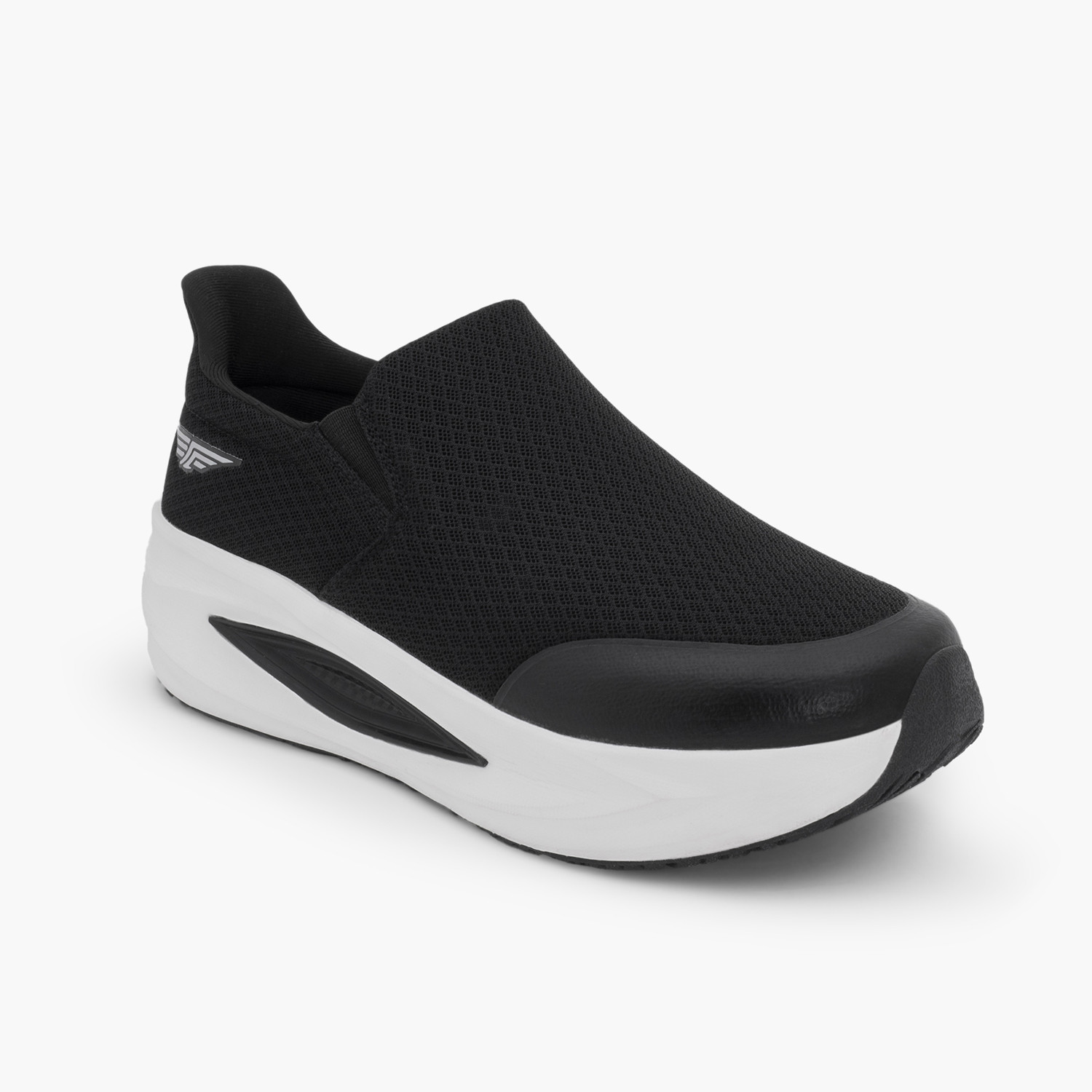 Walking Shoes For Men (Black, White , 7)