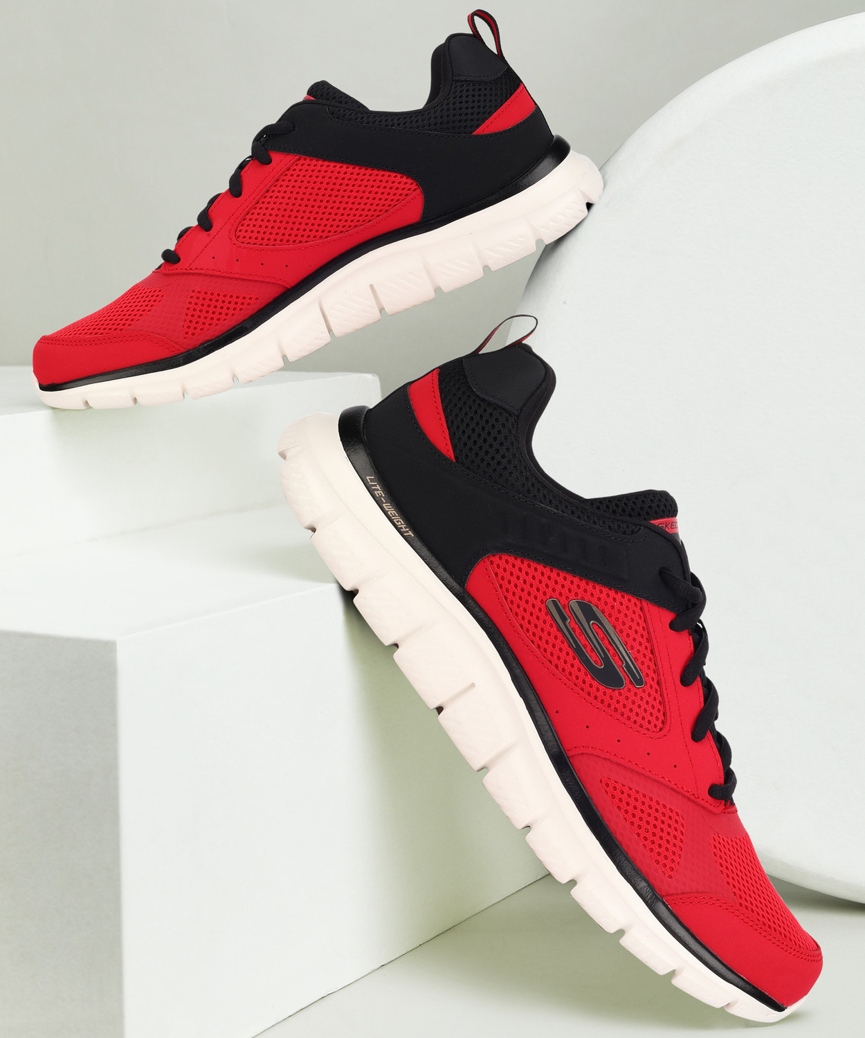 Mens red skechers shoes sales