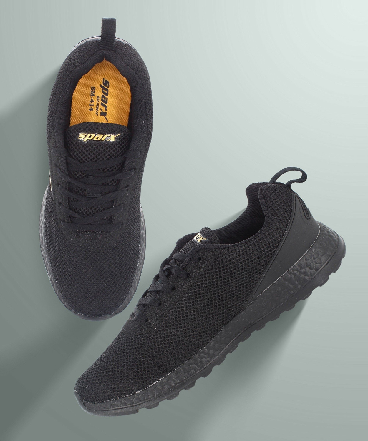 Running Shoes For Men  (Black, Gold)