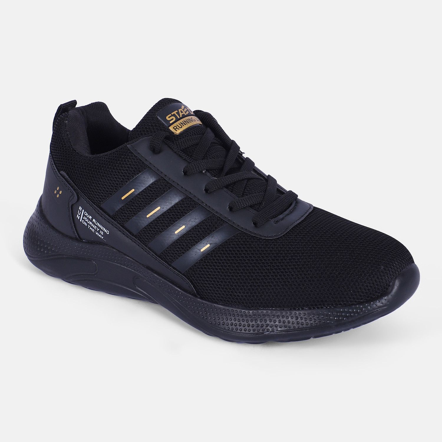 Image of STAED Men's Lightweight Running Shoes Breathable Mesh Lace-Up Sneakers EVA Sole Outdoors For Men (Black , 7)