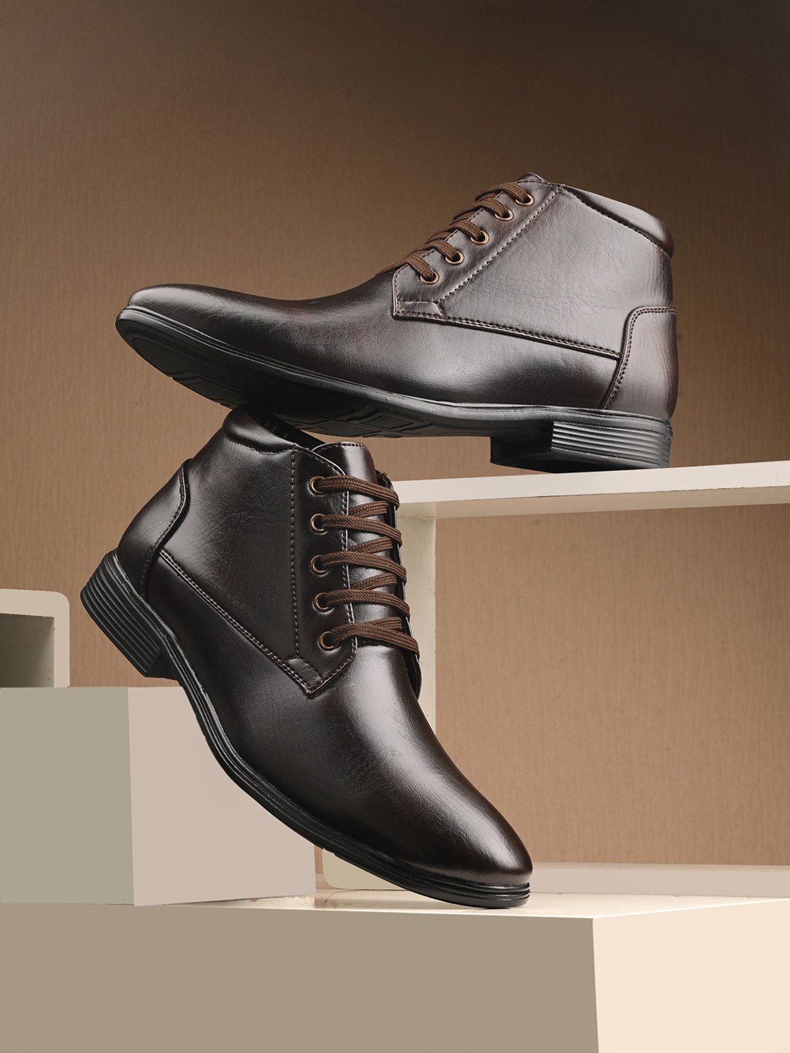 Image of Vellinto MILET Casual Boots For Men ll Synthetic Leather Boots Casuals For Men Boots For Men (Brown , 6)