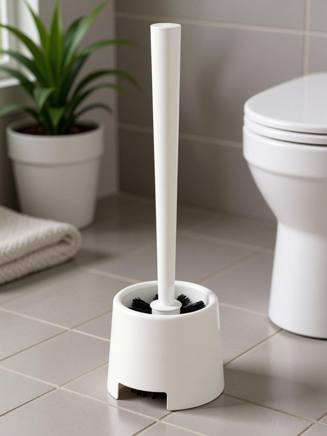 Image of Silver tech 2Pcs -Long Handled Brush Golf Silicone Toilet Brush, No Dead End Cleaning Brush with Holder (Multicolor)