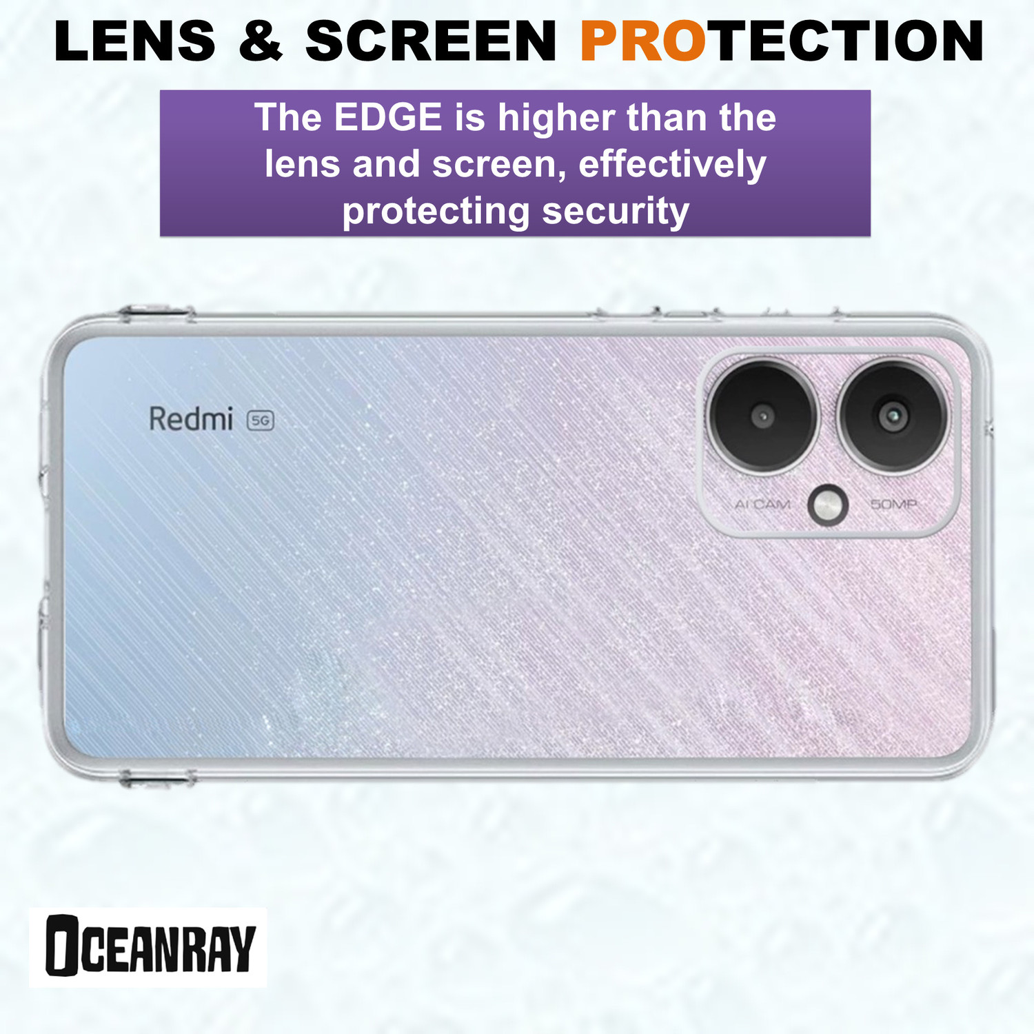 Image of OCEANRAY Xiaomi Redmi 13C 5G Silicon Back Cover (Transparent, Shock Proof, Silicon)