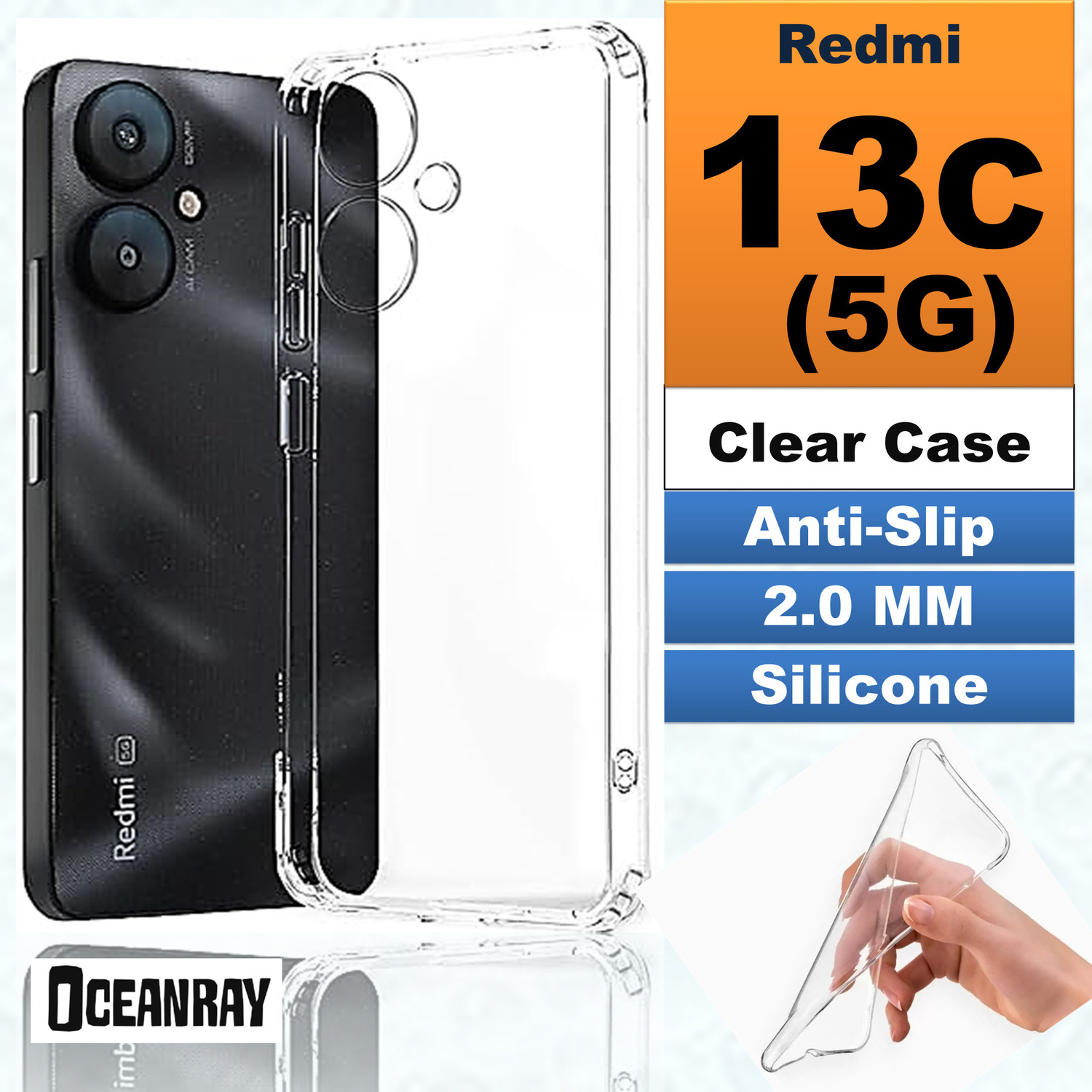 Image of OCEANRAY Xiaomi Redmi 13C 5G Silicon Back Cover (Transparent, Shock Proof, Silicon)