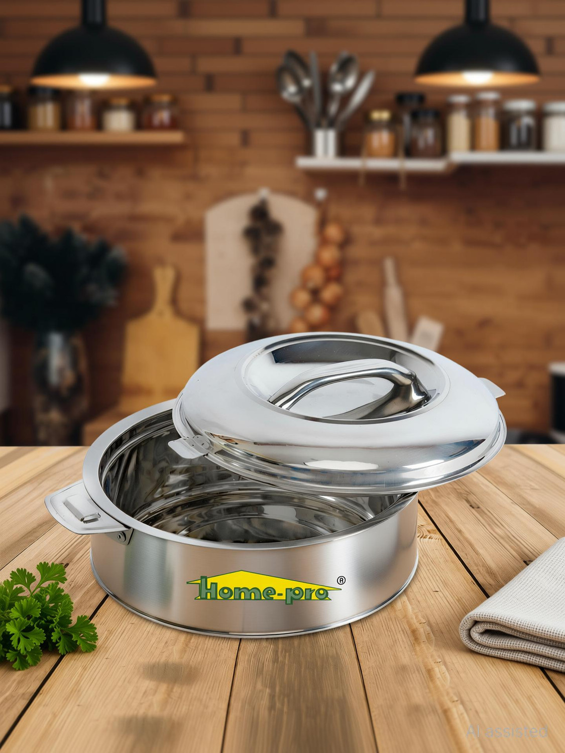 Image of Dhara Stainless Steel Handi Casserole 4000ML Serve Casserole (3000 ml)