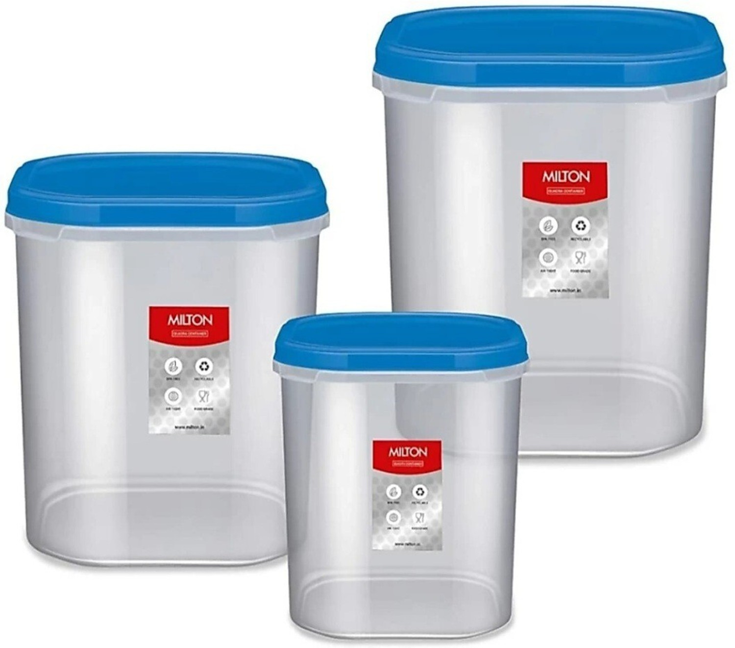 MILTON Quadreaa kitchen grocery container ( set of 3) (6L,8L,12L - 6 L