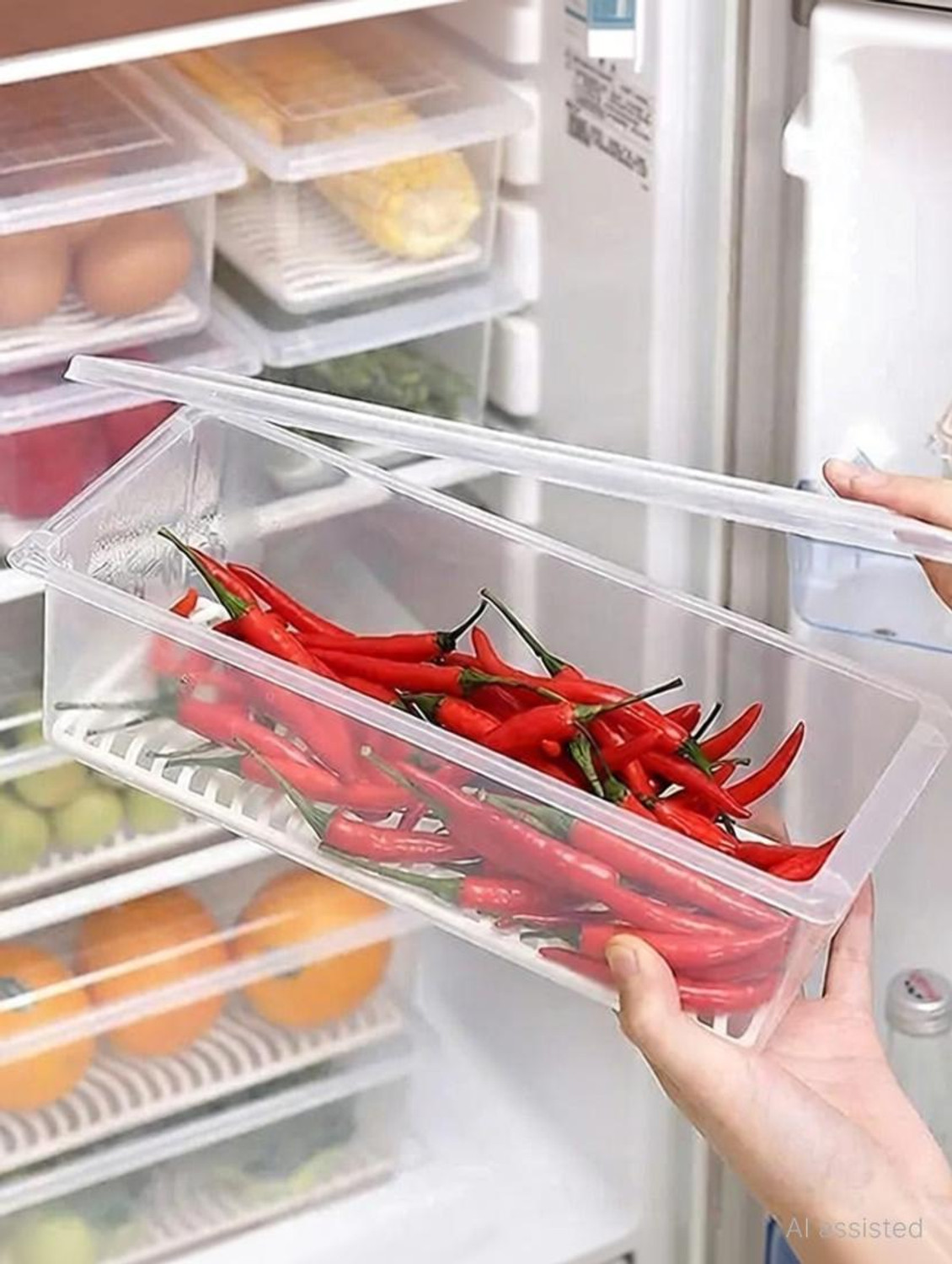 Image of meelana Plastic Fridge Container - 2500 ml (Pack of 4, White)