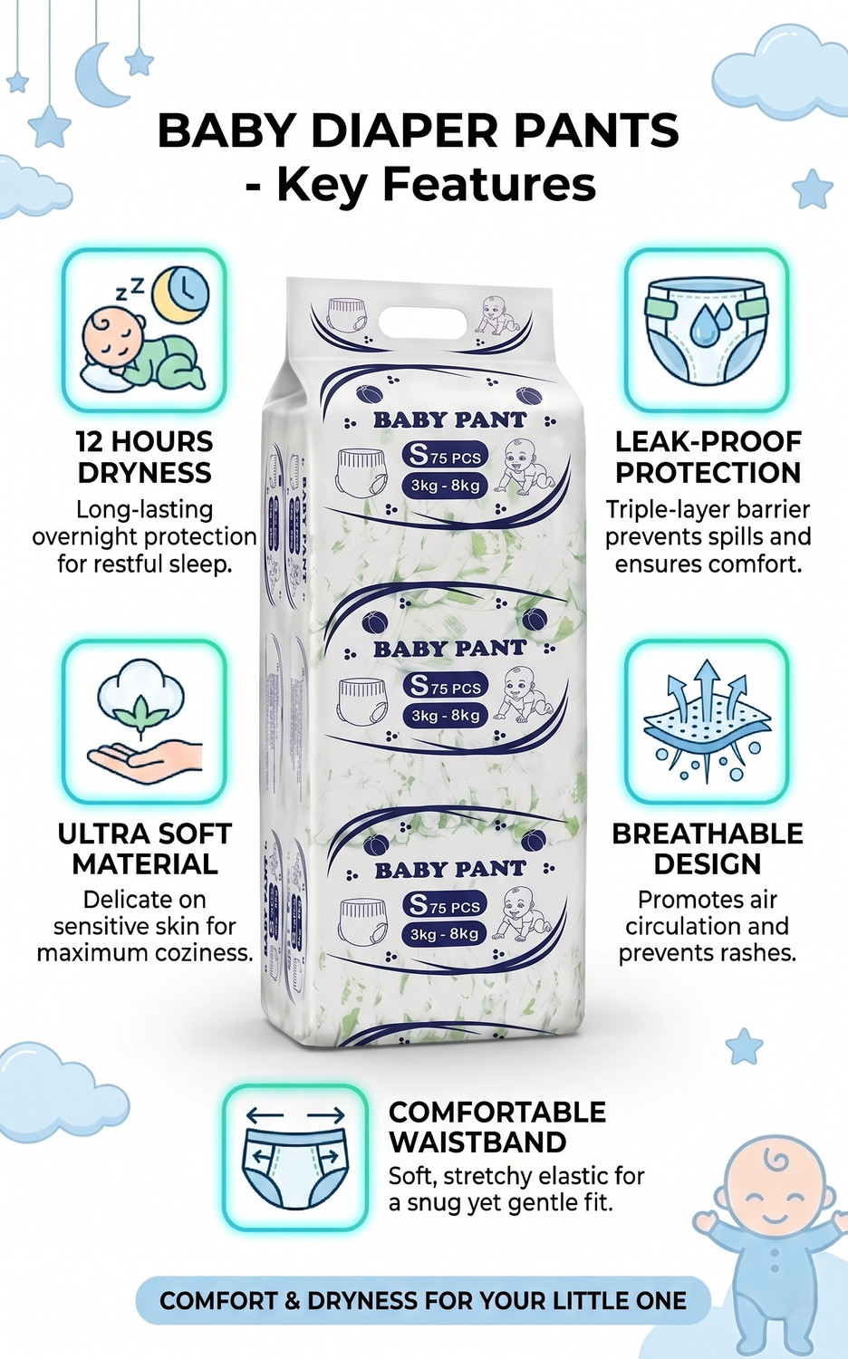 Image of Little Smile Diaper S-MP-01 - S (75 Pieces)