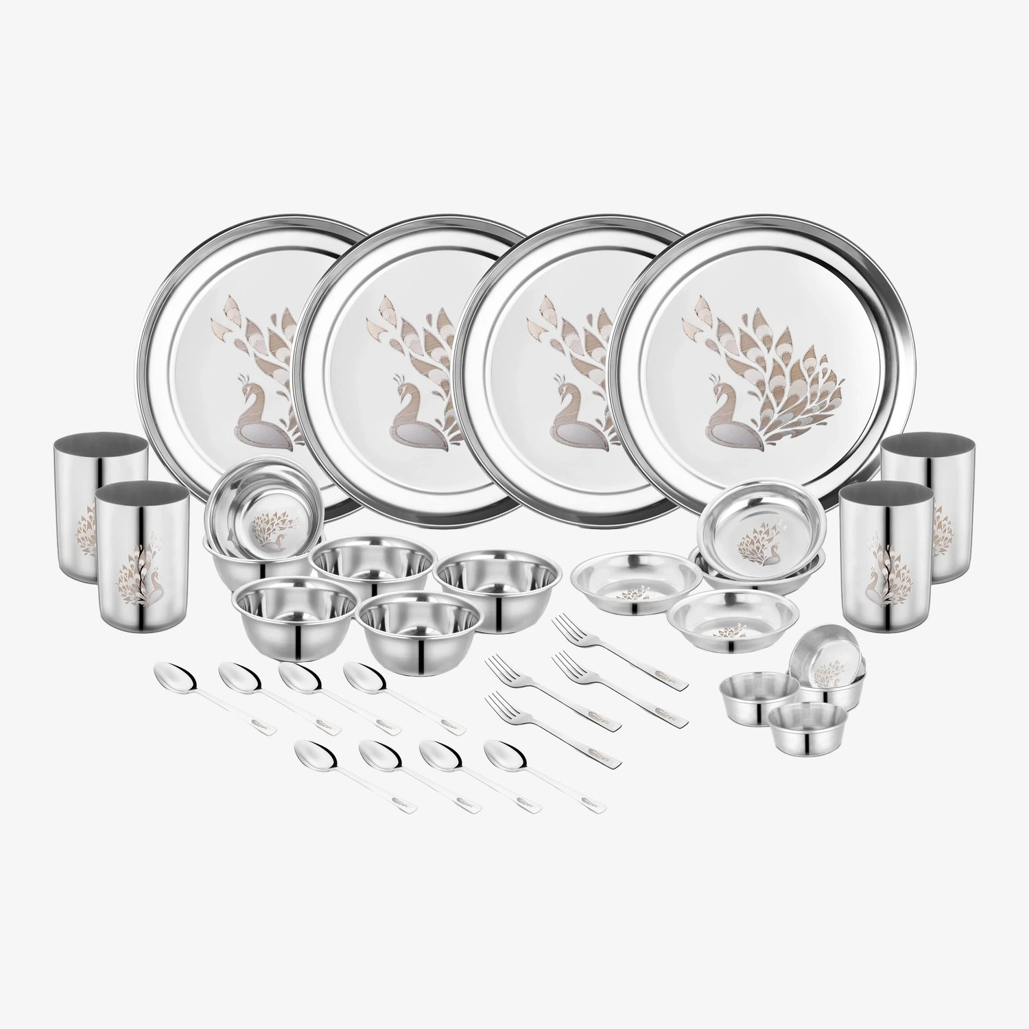 Classic Essentials 32-Pc Stainless Steel Dinnerware Peacock