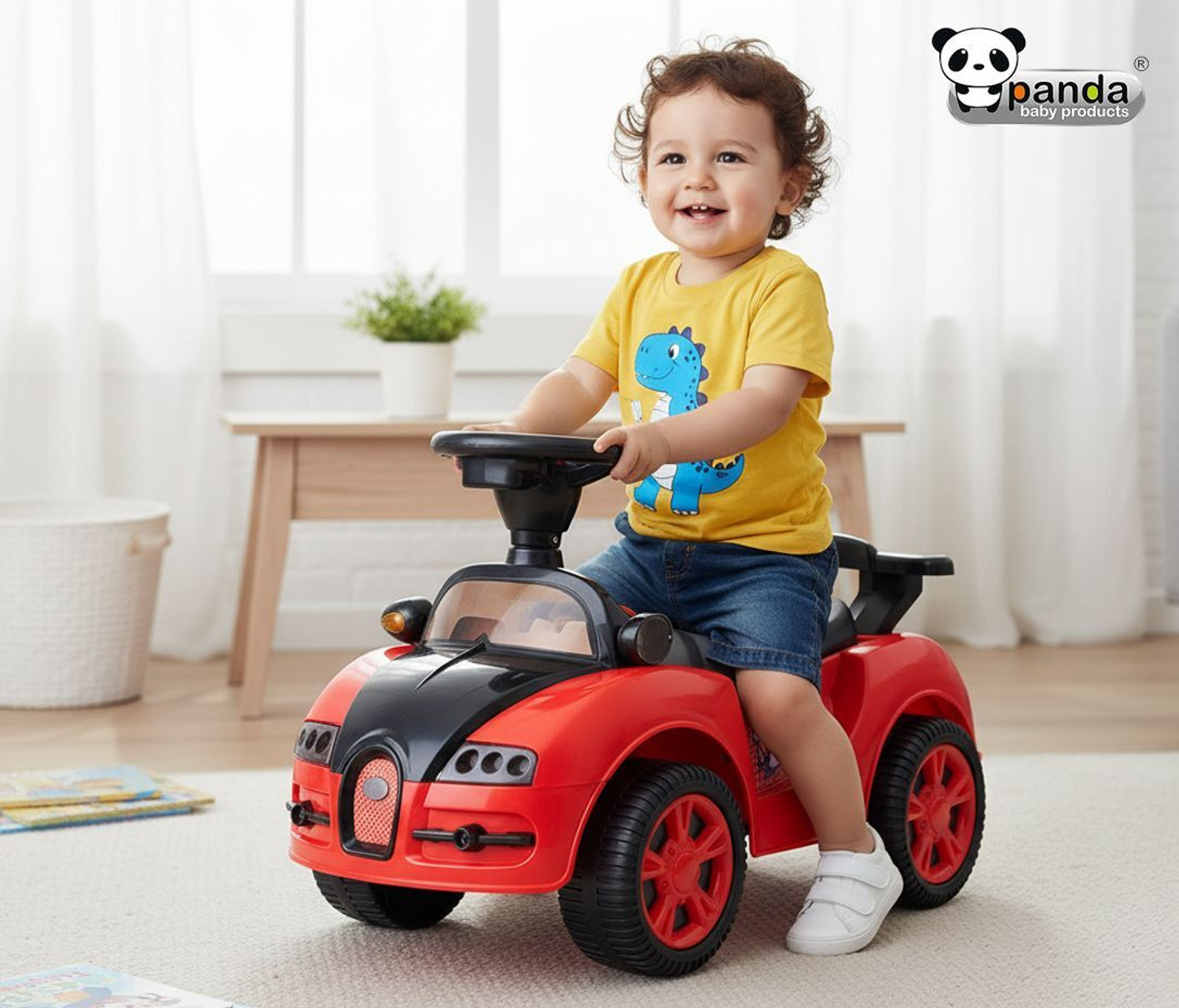 Image of JoyRide N-Torq Manual Push Scooter with Musical Horn & Light For Kids Age 1 to 3 Years Rideons & Wagons Non Battery Operated Ride On (Red)