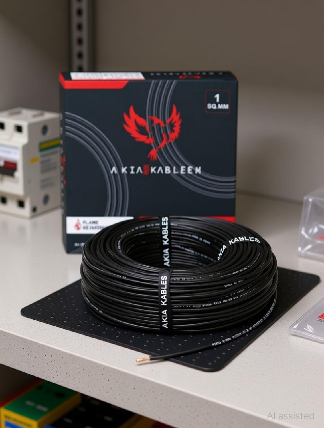 Image of AKIA KABLES 2.5SQ MM AKIA GOLD COPPER CLADAL HIGH QUALITY PVC PREMIUM QUALITY HRFR PVC 2.5 sq /mm Red 90 m Wire (RED)