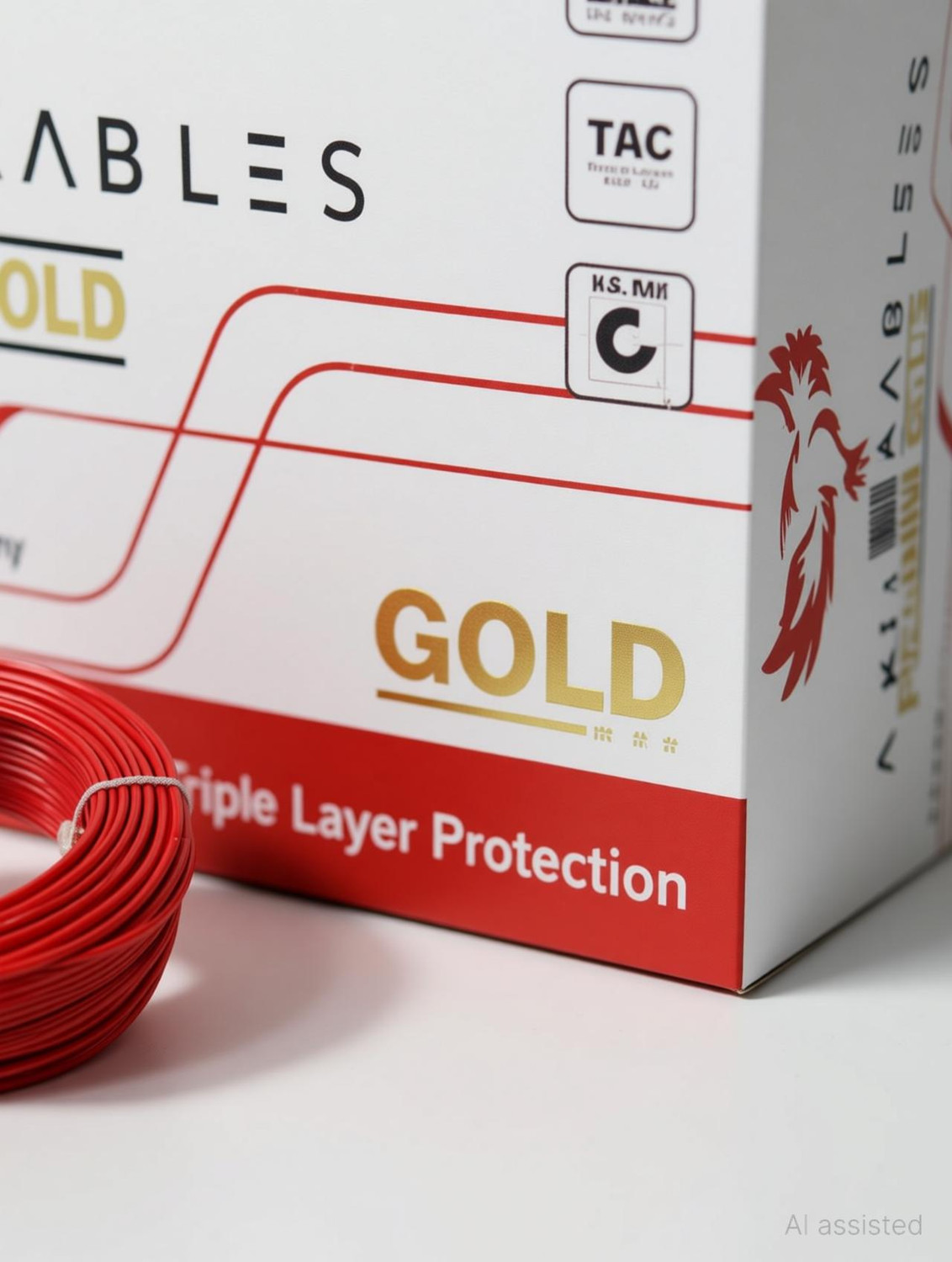 Image of AKIA KABLES 2.5SQ MM AKIA GOLD COPPER CLADAL HIGH QUALITY PVC PREMIUM QUALITY HRFR PVC 2.5 sq /mm Red 90 m Wire (RED)