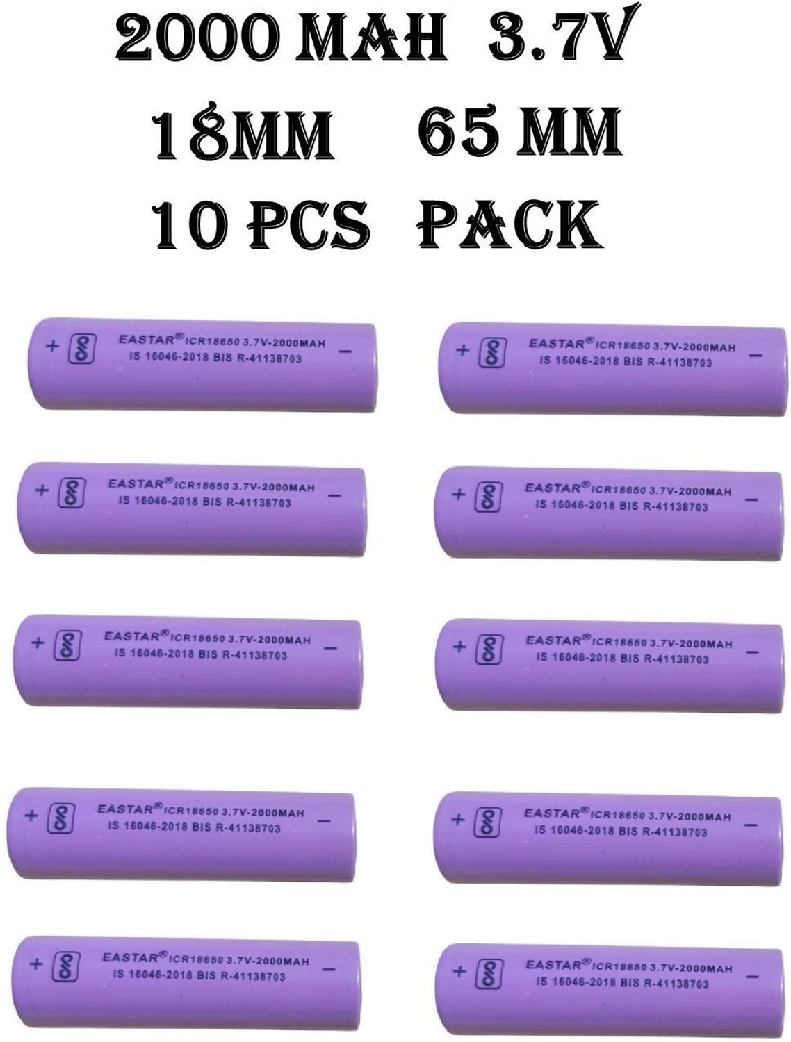 Wangsales Eastar 18650 2000mAh 3.7V Battery - 10 Pack