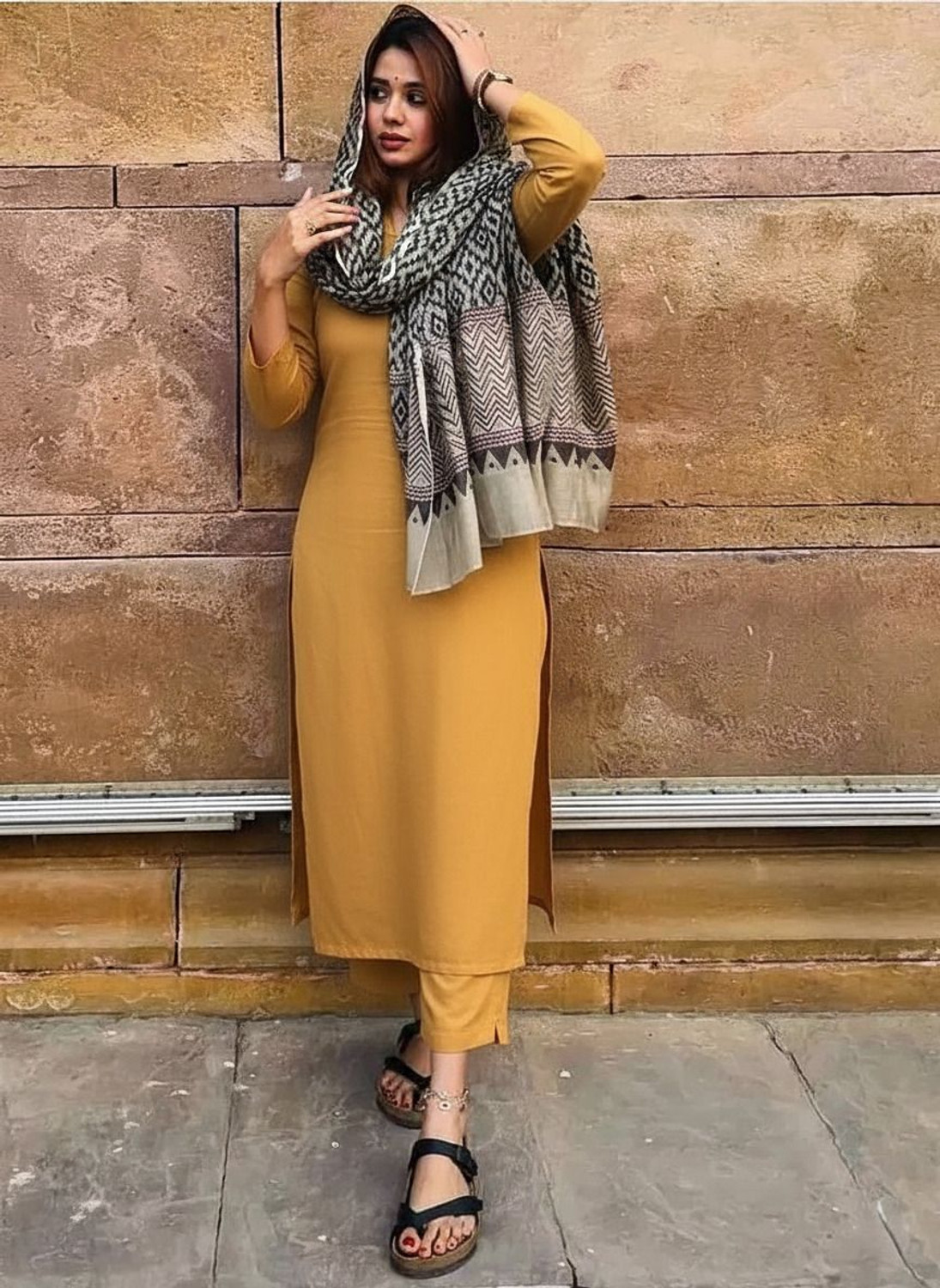 Image of Aaghnya Fashion Women Viscose Rayon Kurta Pant Dupatta Set
