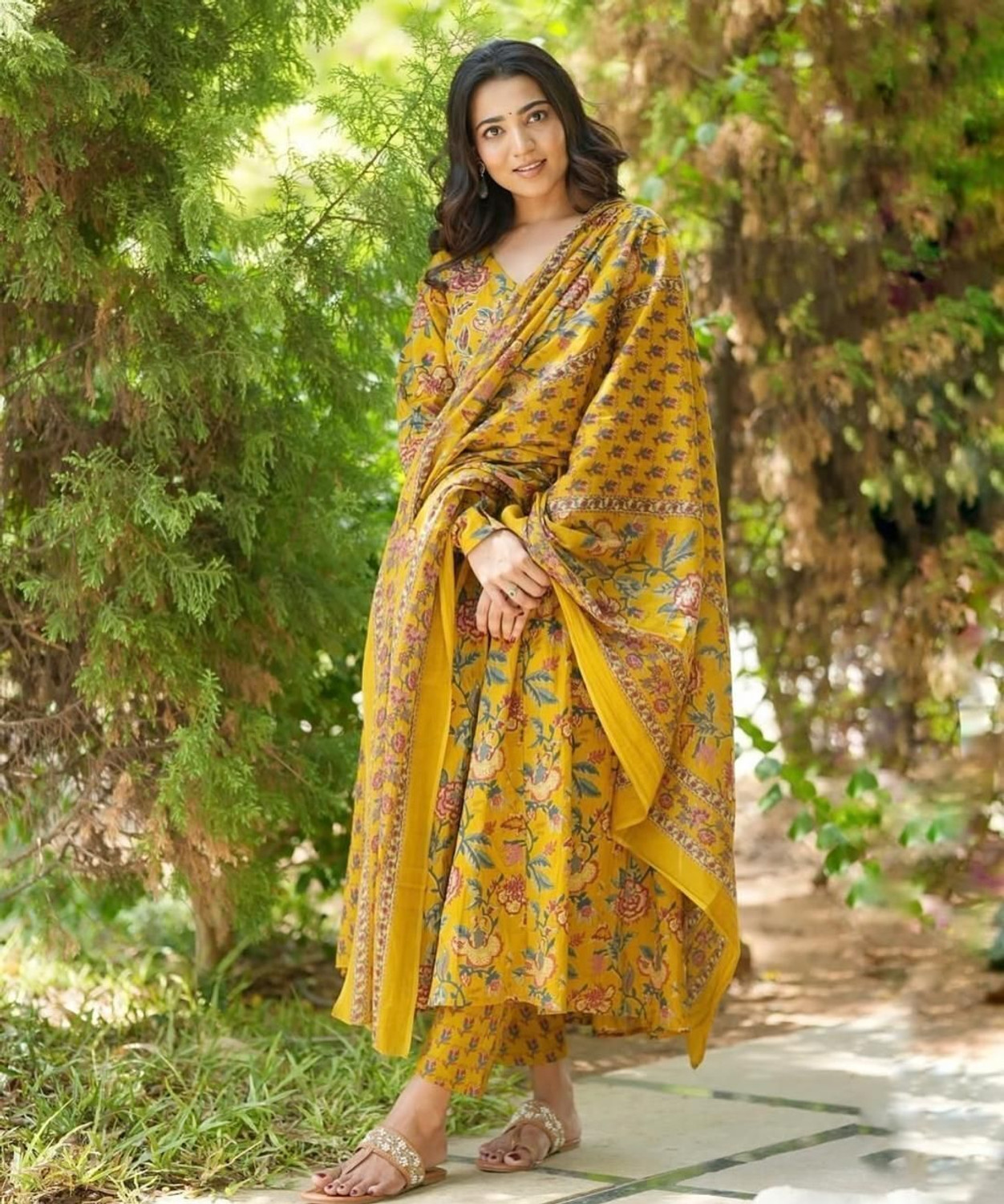 Image of Apparelia Women Viscose Rayon Kurta Pant Dupatta Set