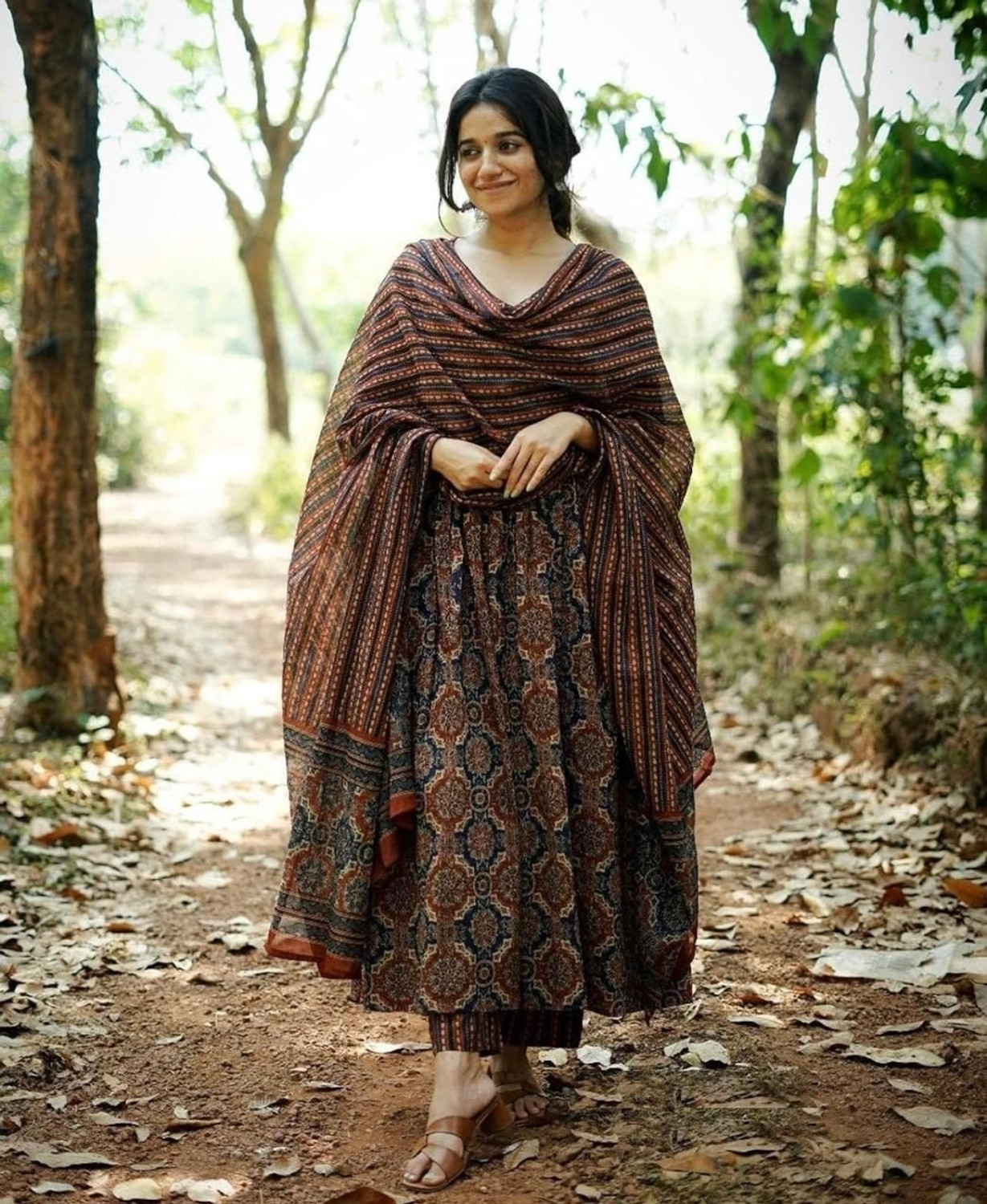 Image of Apparelia Women Viscose Rayon Kurta Pant Dupatta Set