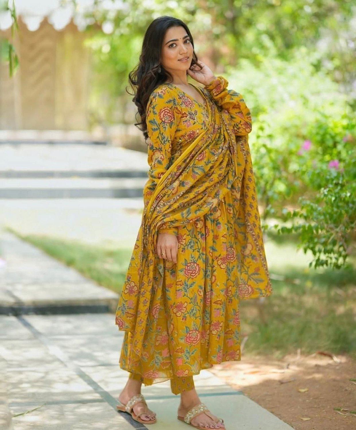 Image of Apparelia Women Viscose Rayon Kurta Pant Dupatta Set