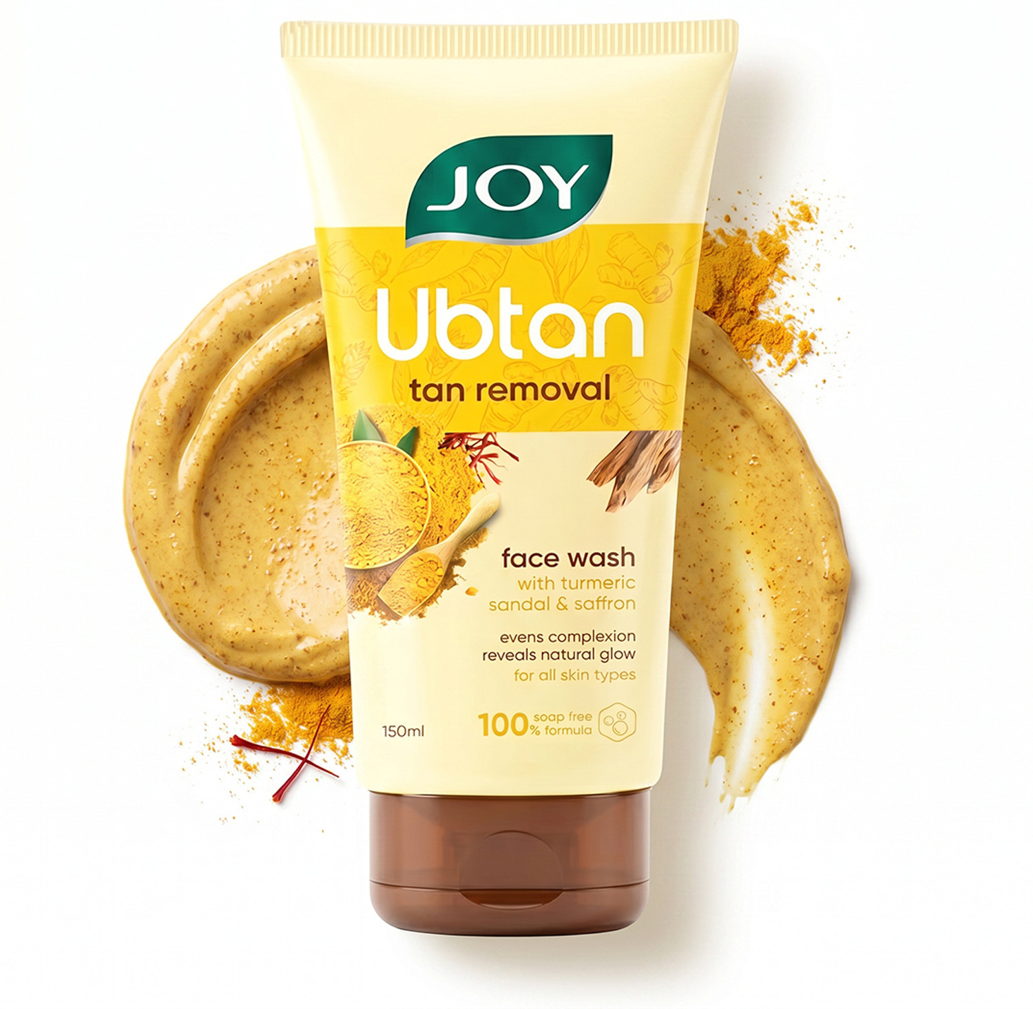 Joy Revivify Ubtan  Tan Removal and Blemish Minimizing With Saffron, Turmeric, Chickpea Flour, Almond Oil , Rose Water, Sandalwood Oil , Walnut Beads - No Parabens  Face Wash  (150 ml)