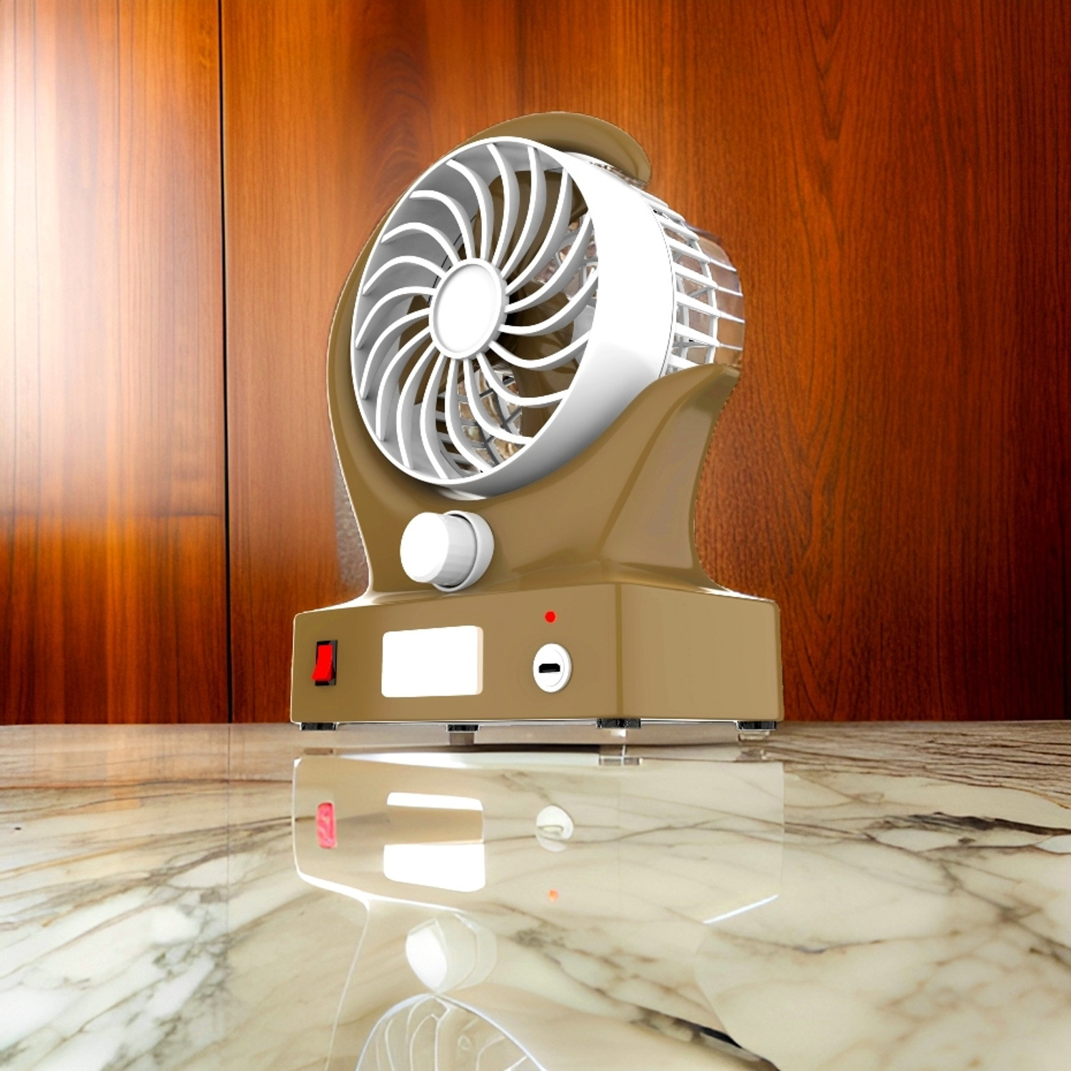 Image of LE'SIJA DECORATIONS Rechargeable Table fan 360with Adjustable USB Charging Battery Operated Ultra High Speed Table Fan (5 Star | multi | Pack of 1)